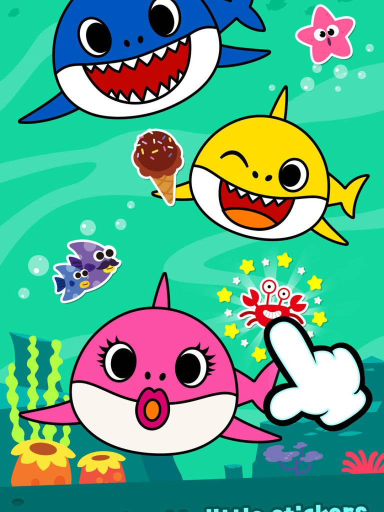 Pinkfong Baby Shark, ice cream cone, starfish, SD Phone Wallpaper
