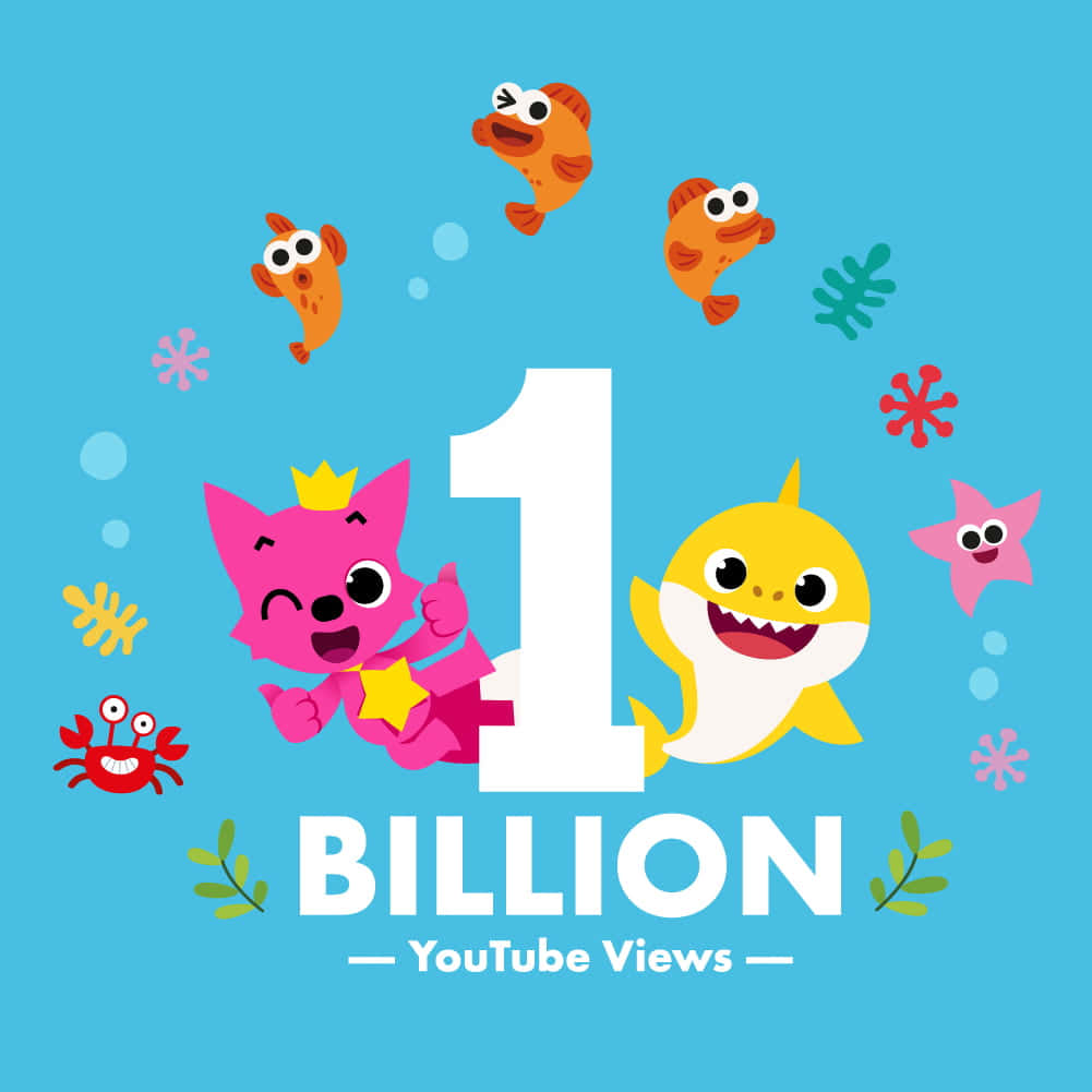 Pinkfong Baby Shark, YouTube views, cheerful cartoon shark, SD Desktop Wallpaper