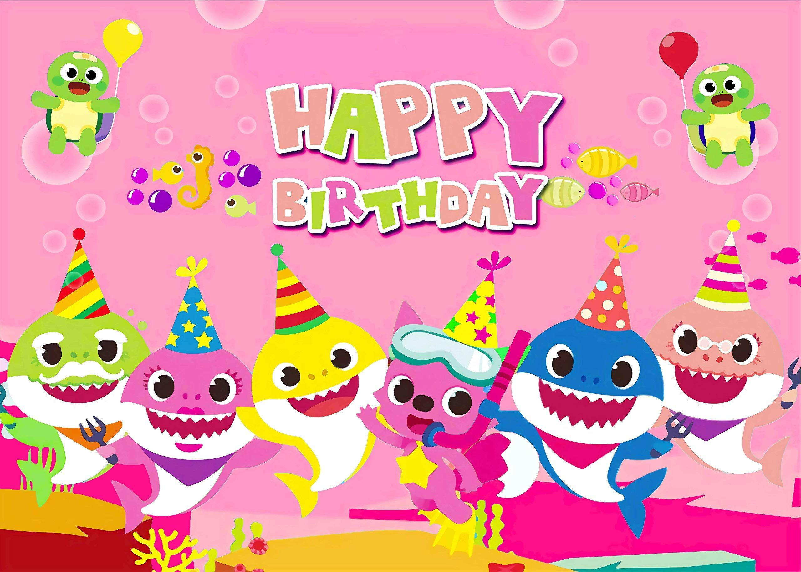 Pinkfong Baby Shark, party hat, birthday party, 2K Desktop Wallpaper