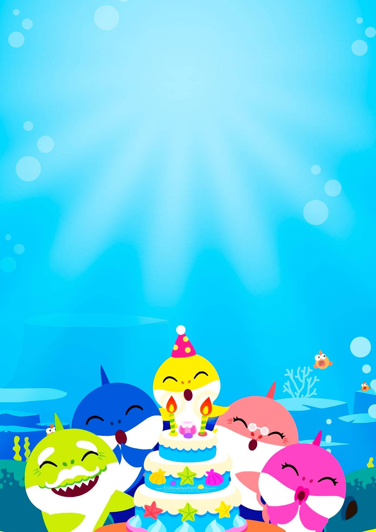 Pinkfong Baby Shark, birthday cake, underwater, HD Phone Wallpaper