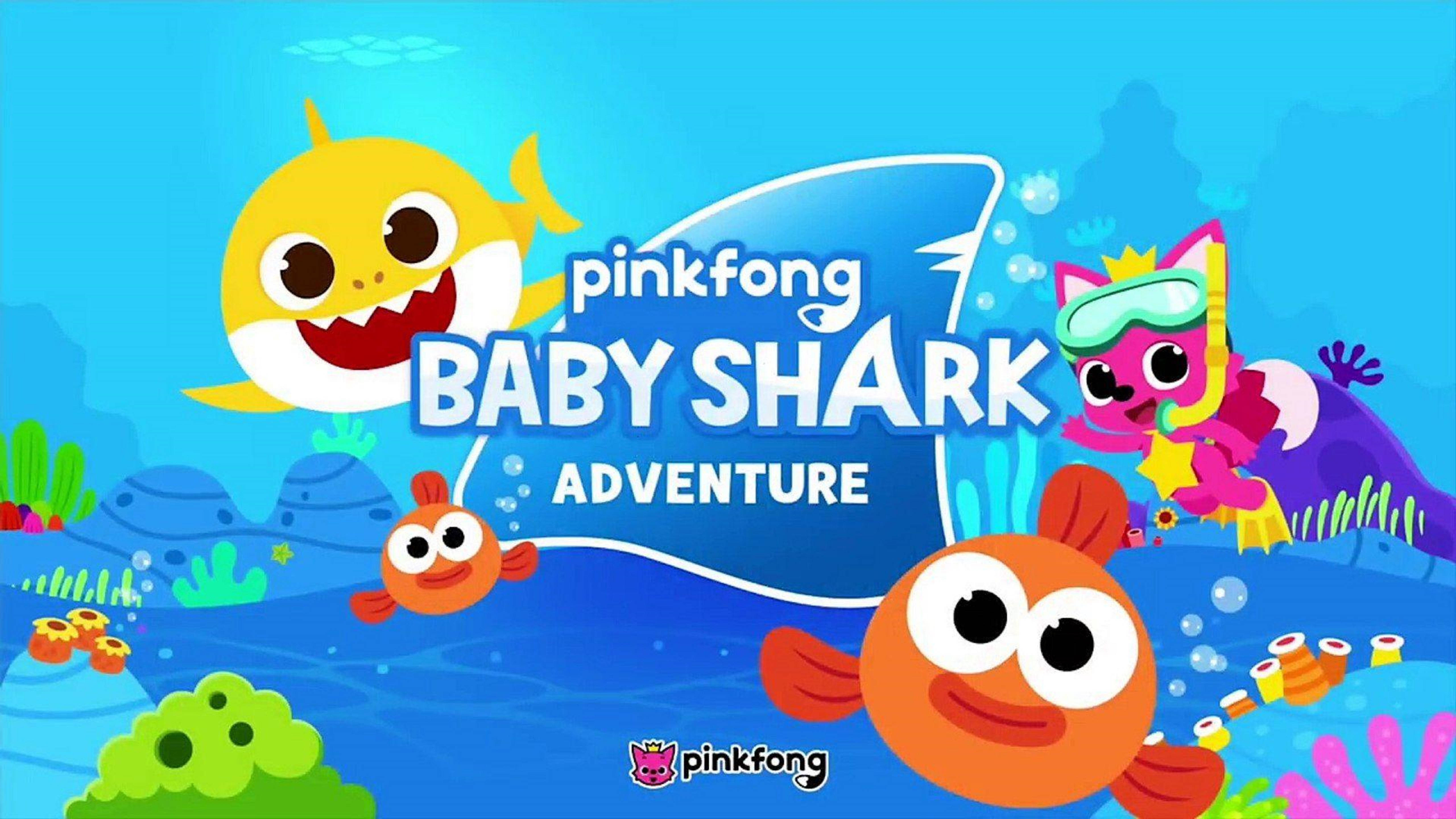Pinkfong Baby Shark, cartoon sharks, underwater scene, 5K Desktop Wallpaper