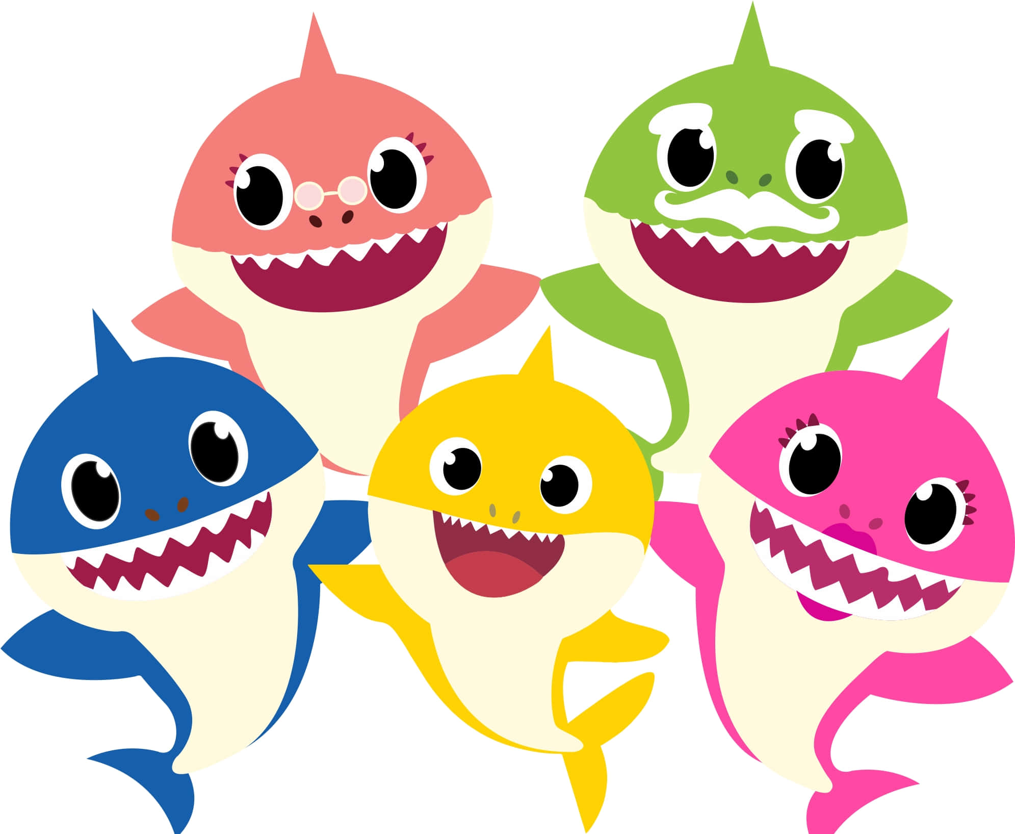 Baby Shark, cartoon sharks, brightly colored, Full HD Desktop Wallpaper