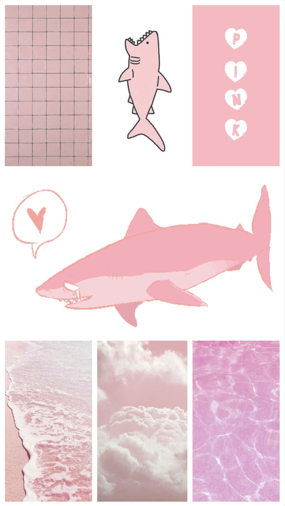 Pink Shark Collage Aesthetic, pastel pink tones, sharks, HD Phone Wallpaper