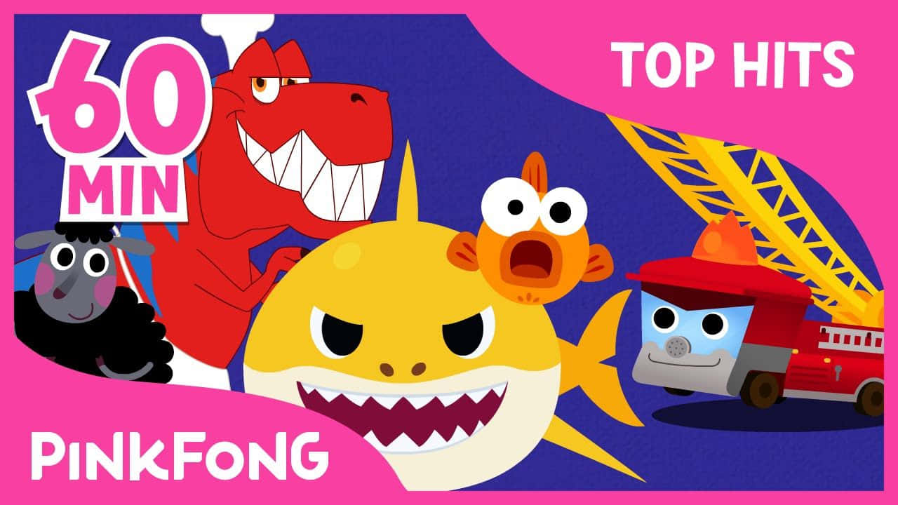 Pinkfong Baby Shark, yellow shark, red dinosaur, HD Desktop Wallpaper