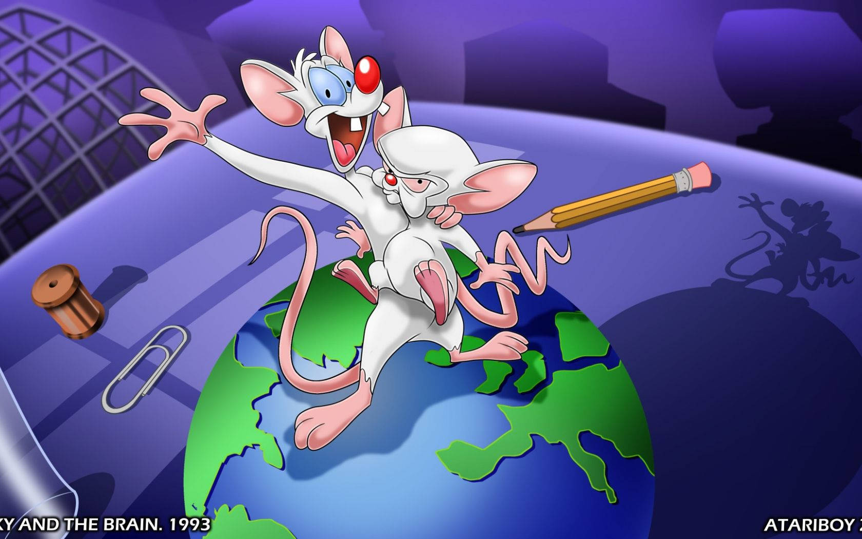 Pinky And The Brain, globe, office supplies, HD Desktop Wallpaper