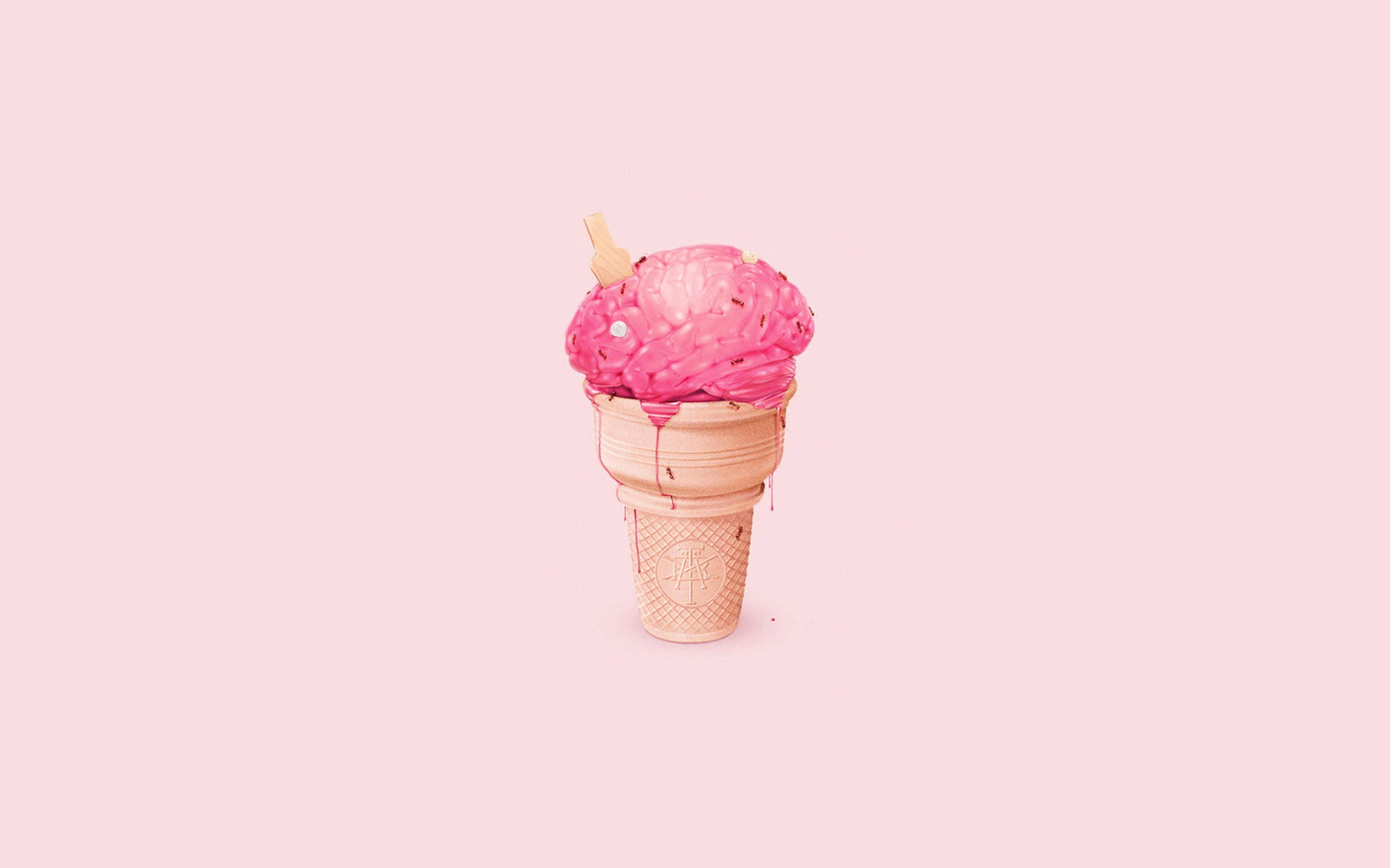 Pinky And The Brain, pink brain-shaped ice cream, waffle cone, 2K Desktop Wallpaper