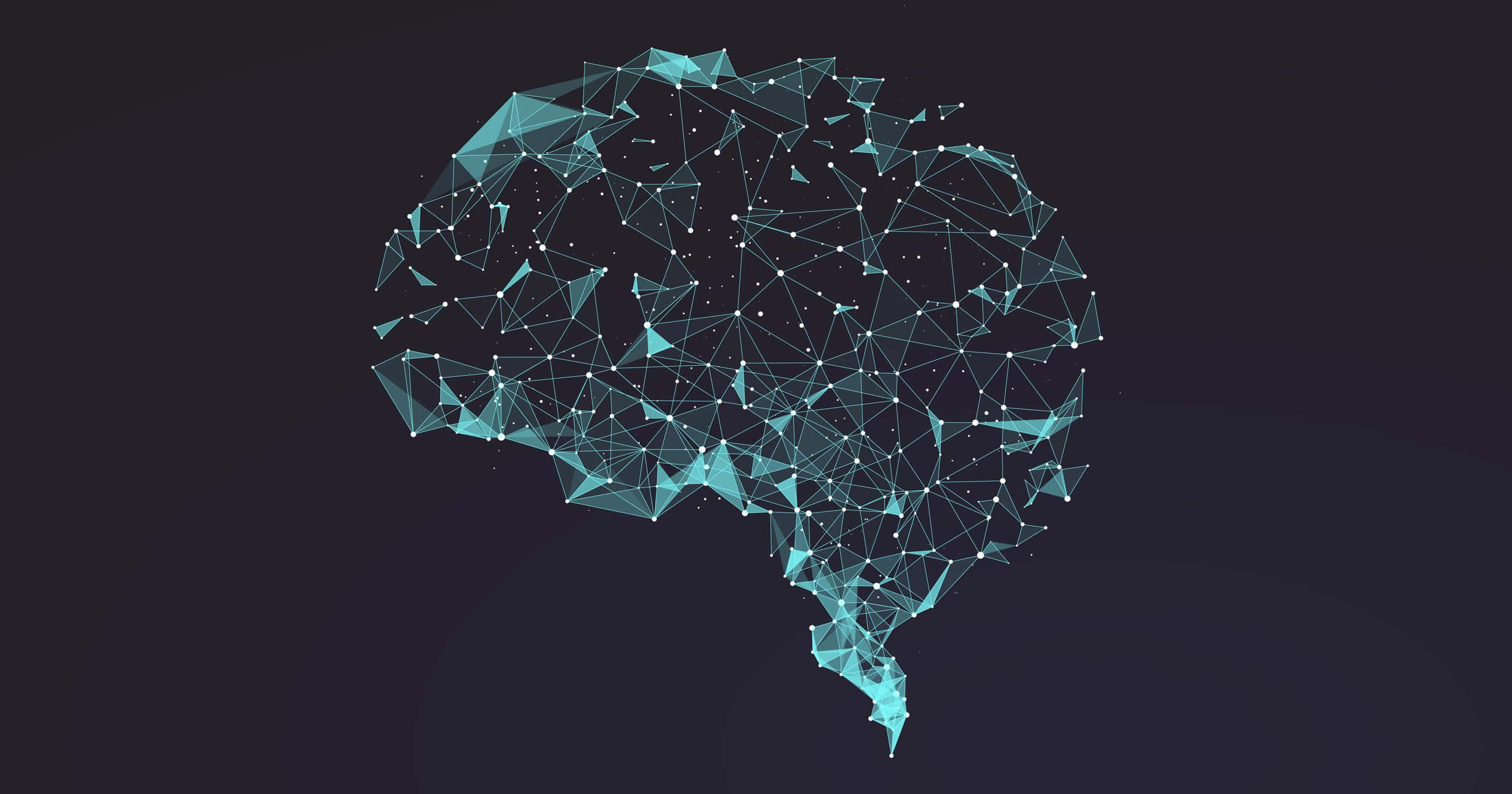 brain, teal, polygonal, 2K Desktop Wallpaper