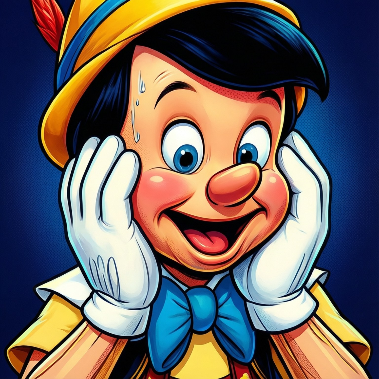 Pinocchio, wide blue eyes, joyful grin, HD Desktop Wallpaper