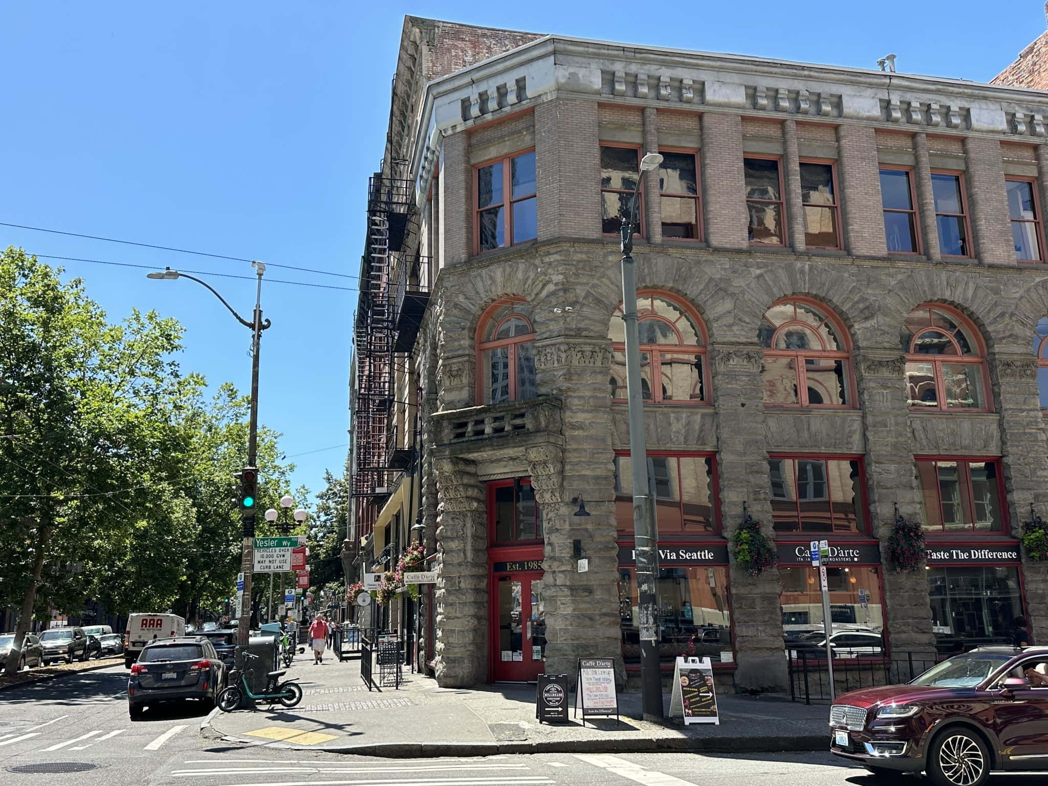 Pioneer Square Seattle, historic building, stone building, Full HD Desktop Wallpaper