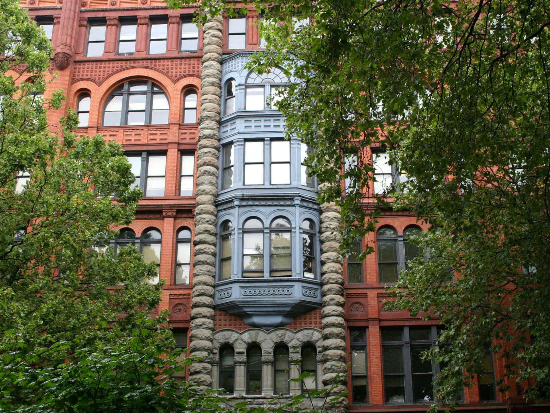 Pioneer Square, Seattle, red brick building, Full HD Desktop Wallpaper