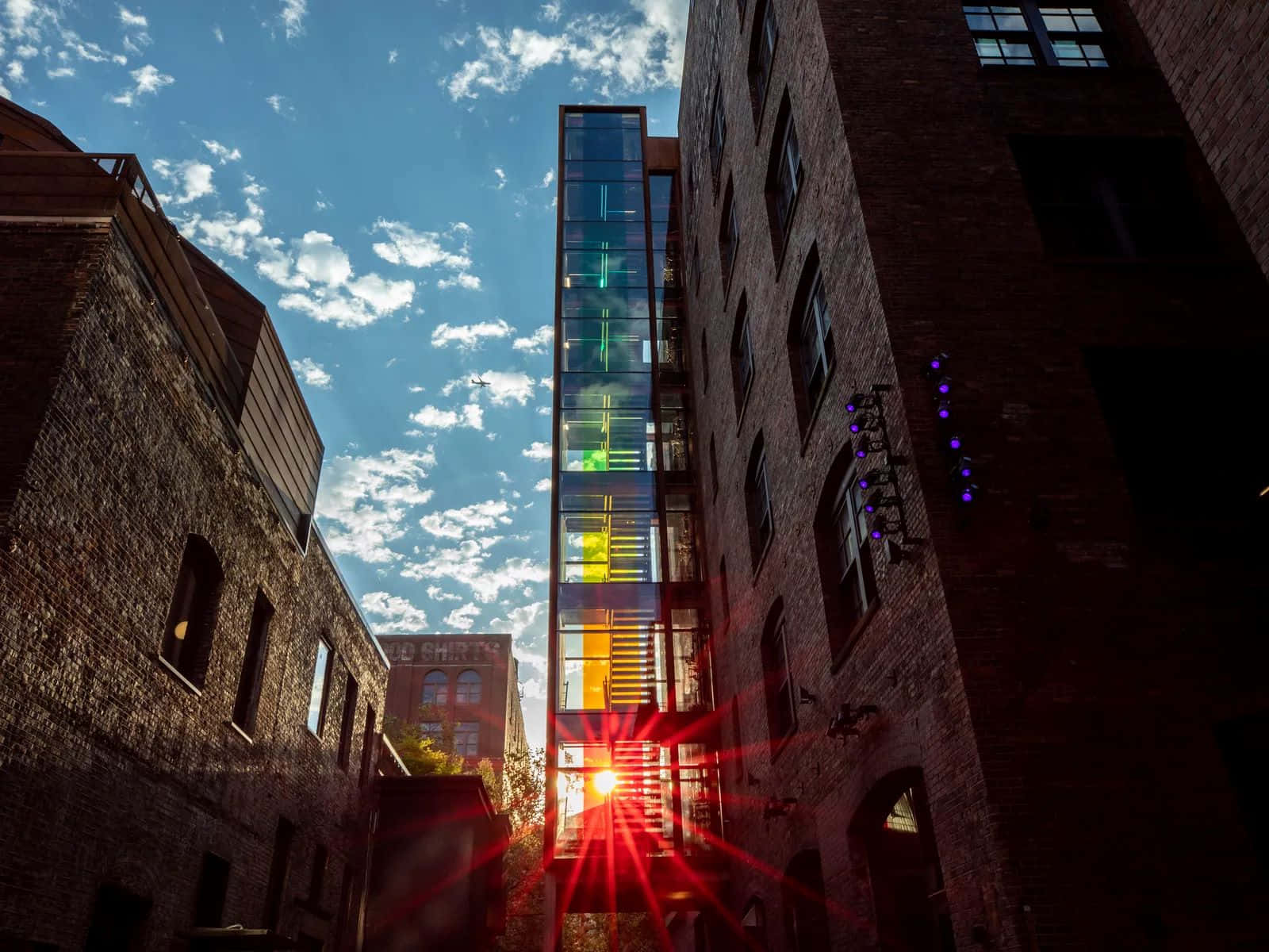 Pioneer Square Seattle, sunburst, glass elevator, HD Desktop Wallpaper