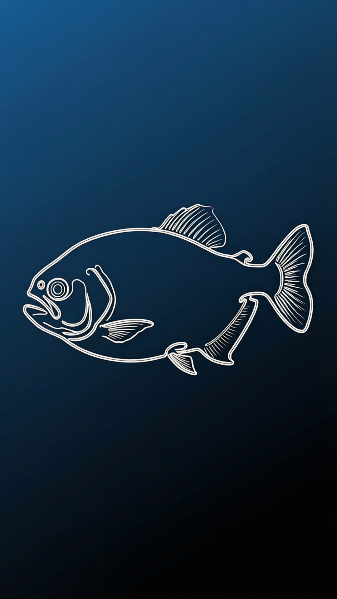minimal piranha, minimalist line art, piranha, Full HD Phone Wallpaper