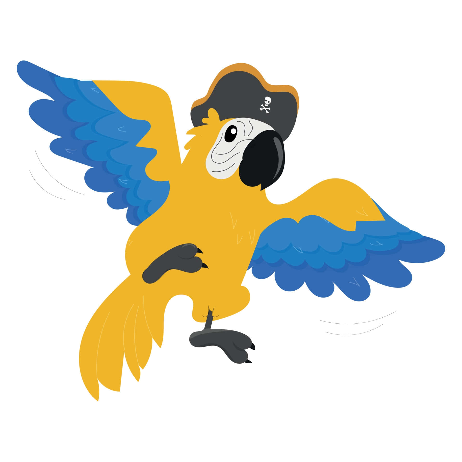 Pirate Parrot, cartoon yellow parrot, blue wings, Full HD Desktop Wallpaper
