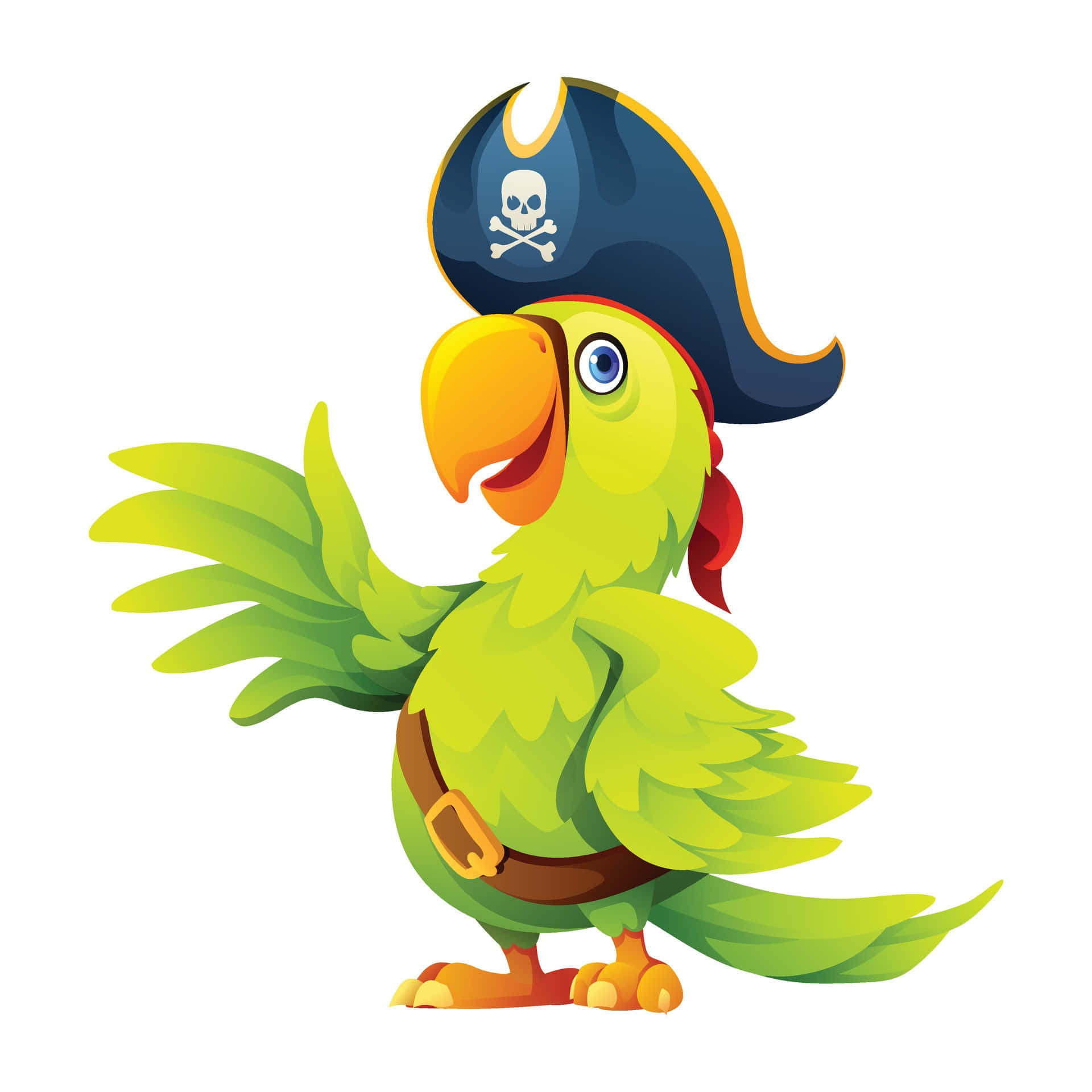 Pirate Parrot, cartoon parrot, pirate hat, Full HD Desktop Wallpaper