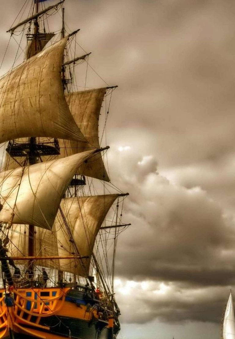 Pirate Ship, iPad 2021, cloudy sky, SD Phone Wallpaper