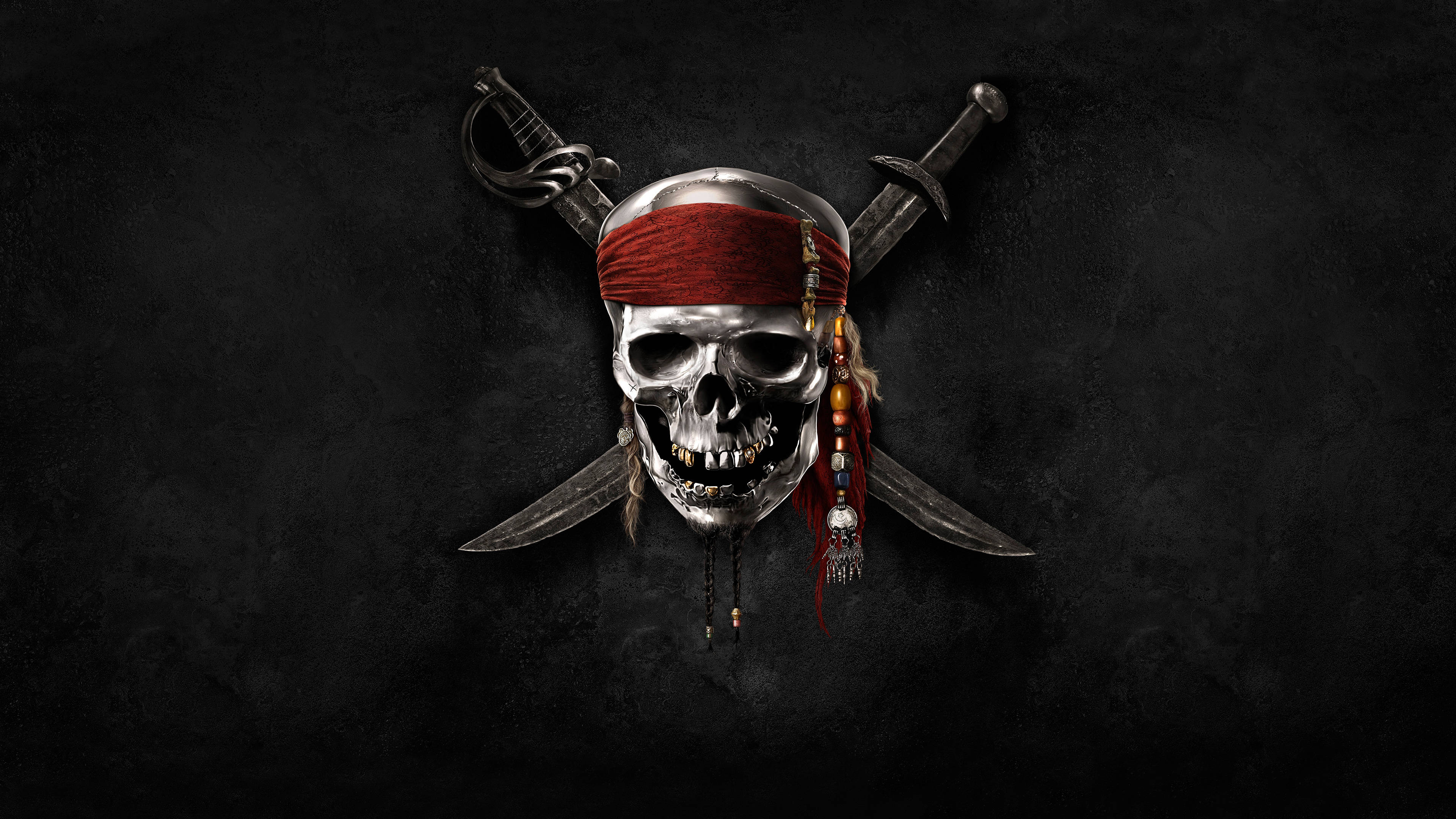Pirates Of The Caribbean, pirate skull, red bandana, 4K Desktop Wallpaper