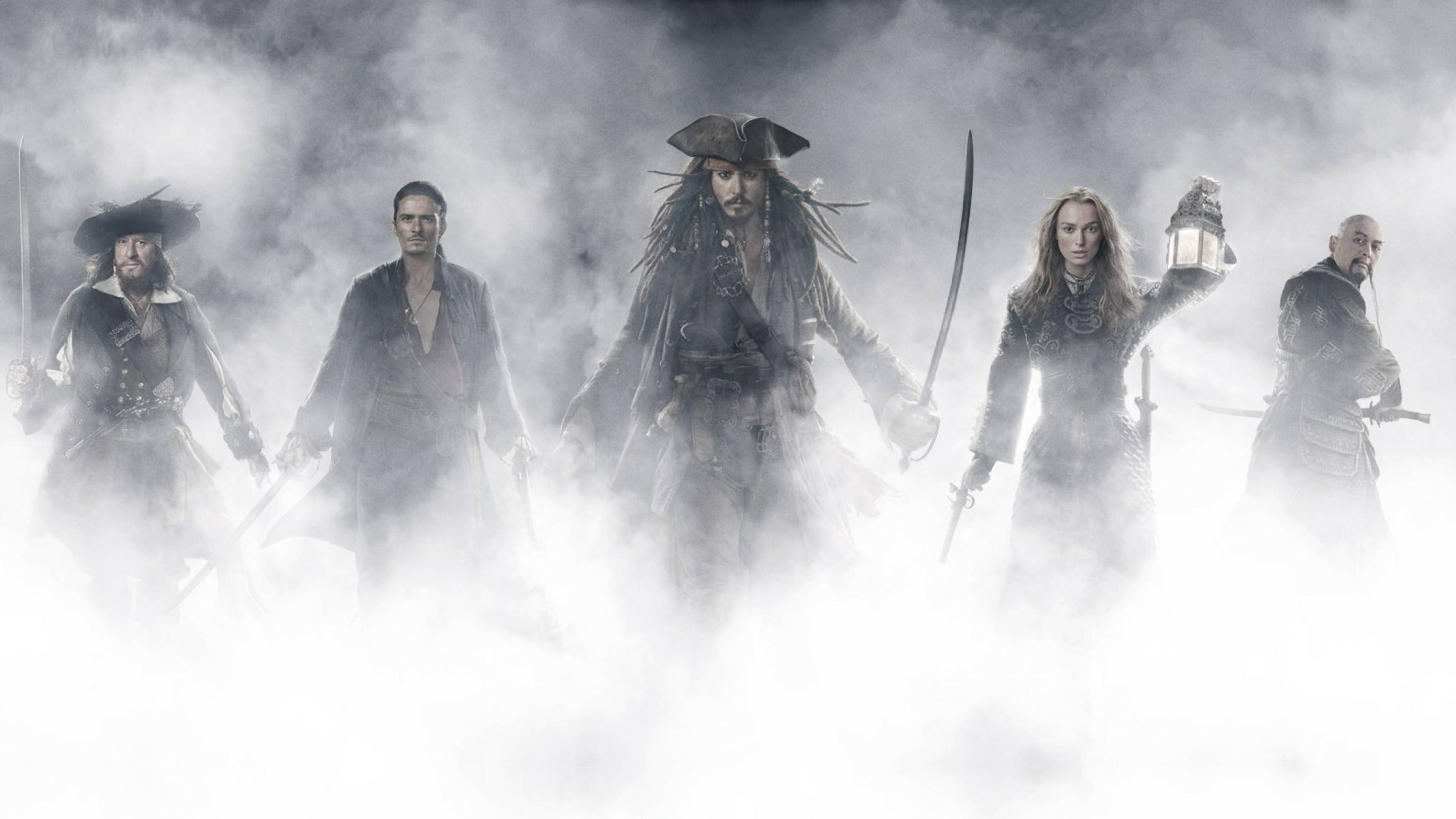 Pirates of the Caribbean, dark coats, hats, 4K Desktop Wallpaper