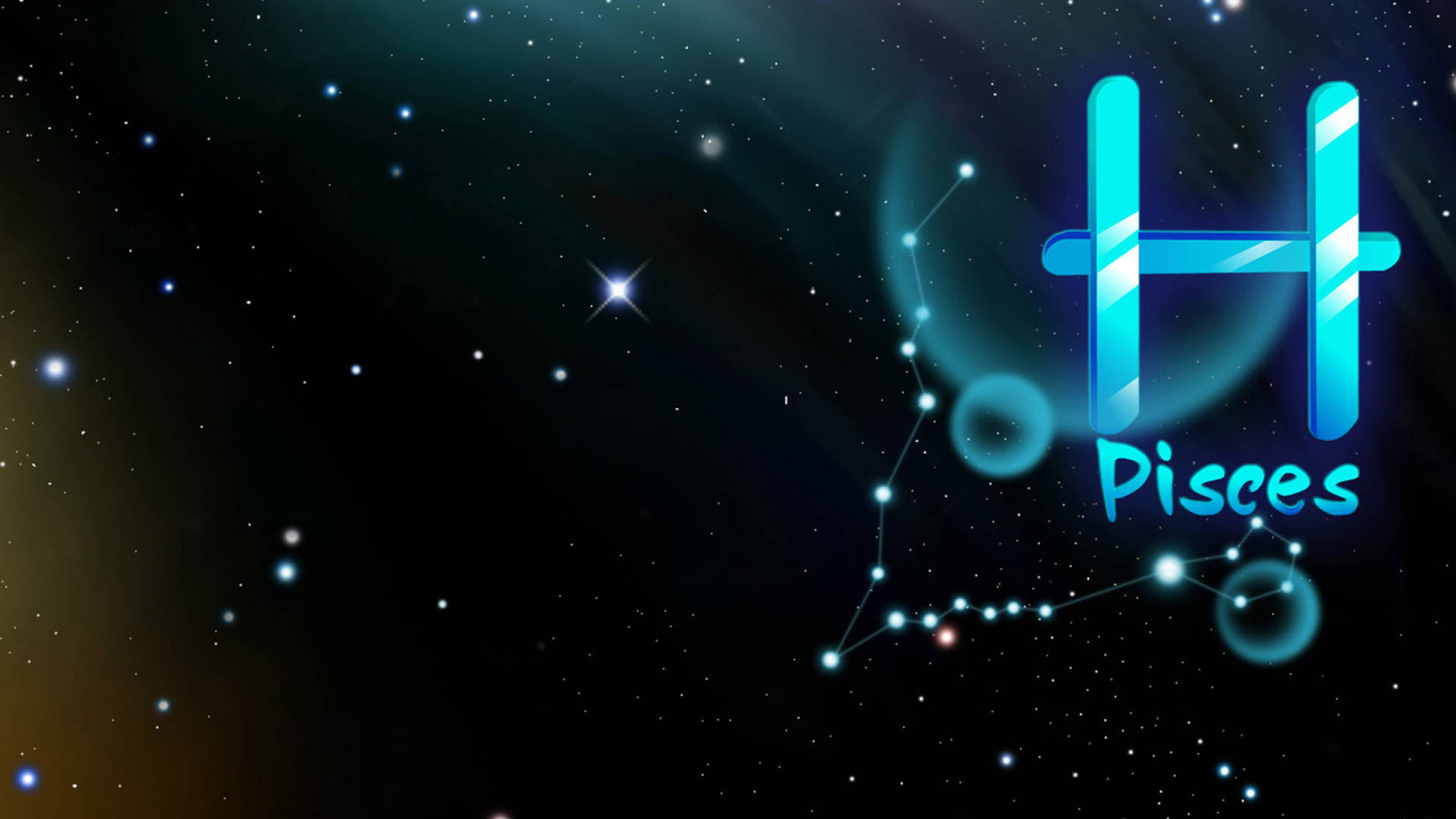 Pisces, constellation symbol, glowing blue, Full HD Desktop Wallpaper