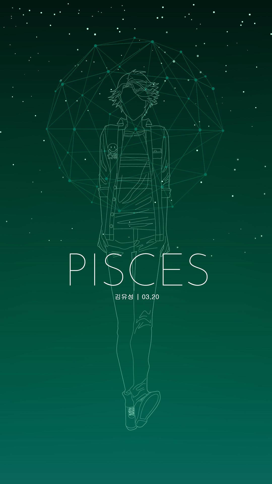 Pisces, glowing wireframe outline, geometric starry dome, Full HD Phone Wallpaper