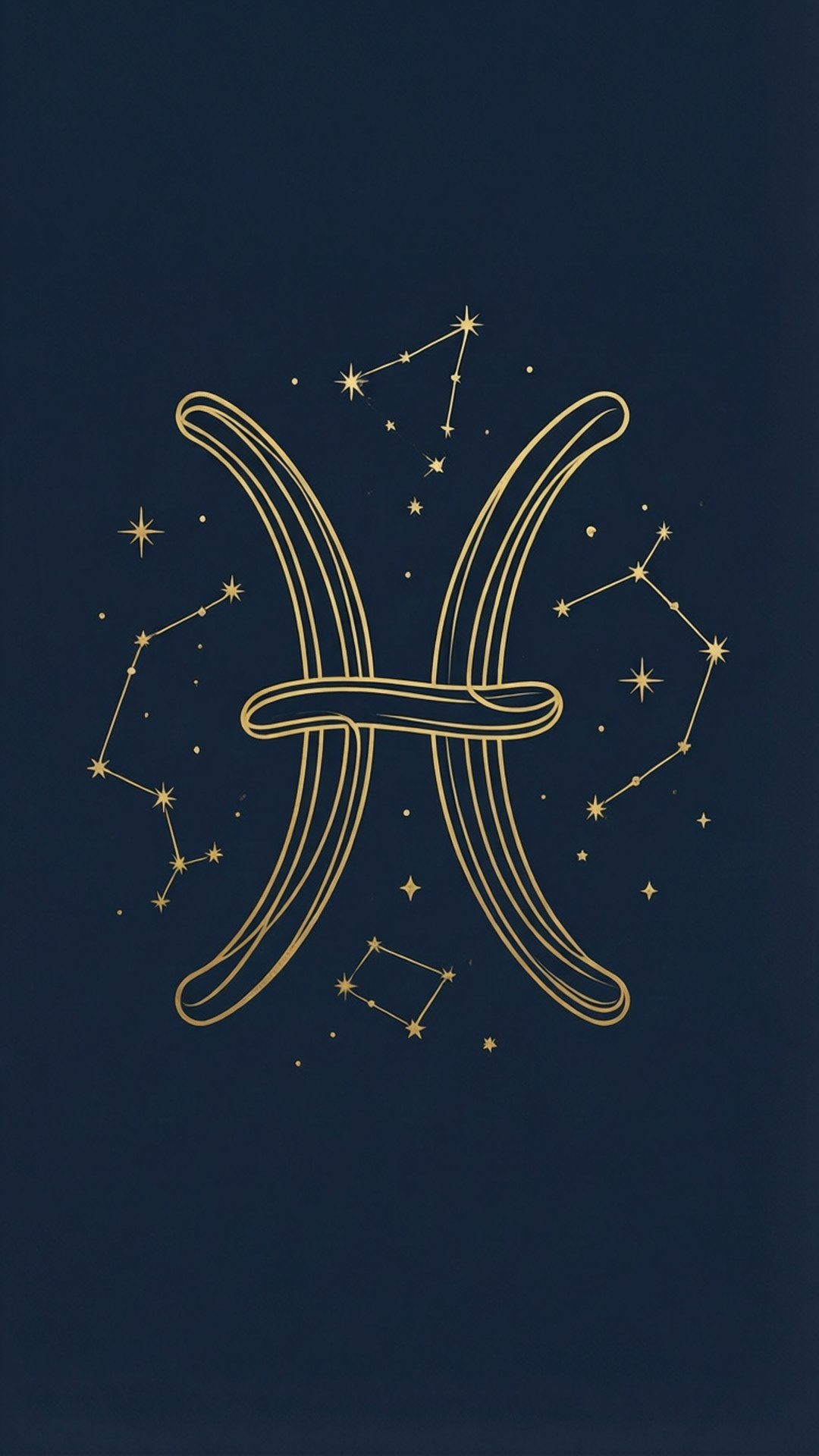 Pisces, golden zodiac sign, star constellations, Full HD Phone Wallpaper