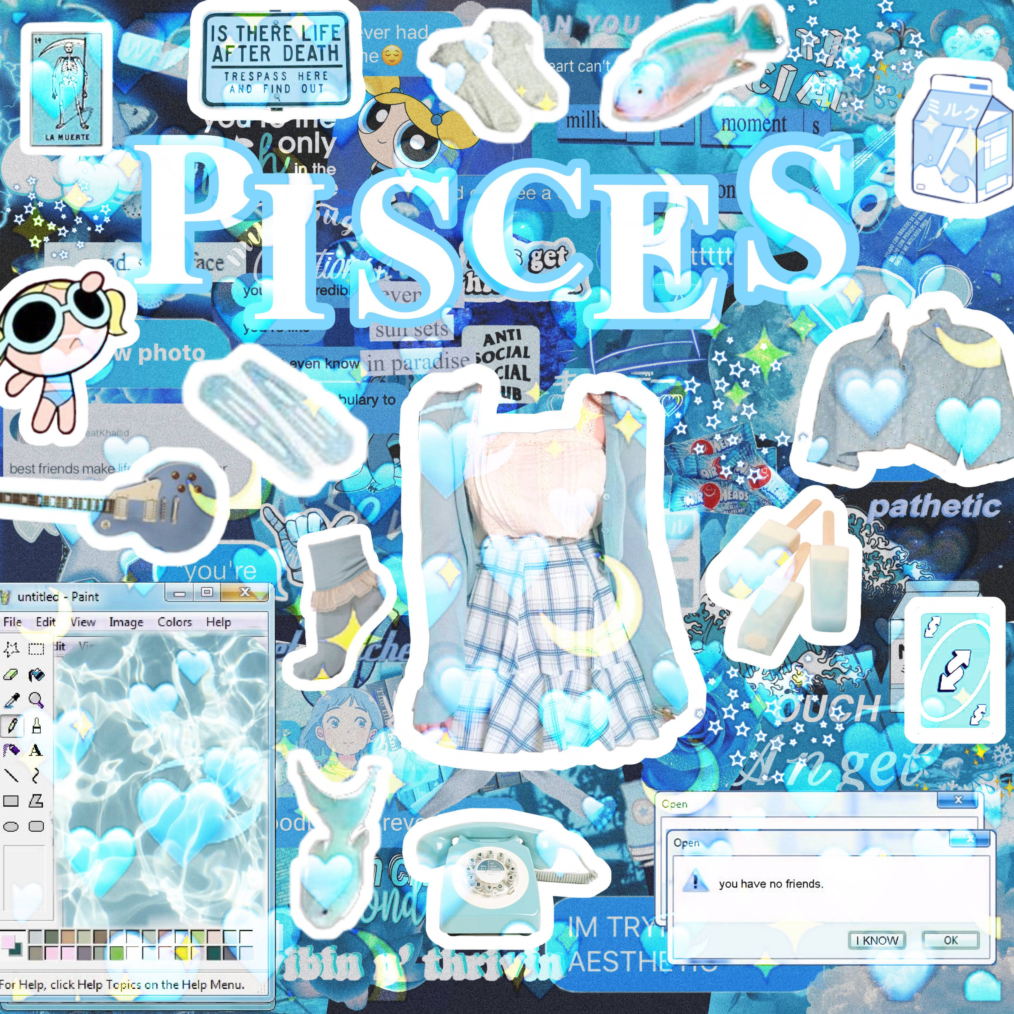 Blue Pisces, Pisces-themed stickers, anime characters, 2K Desktop Wallpaper