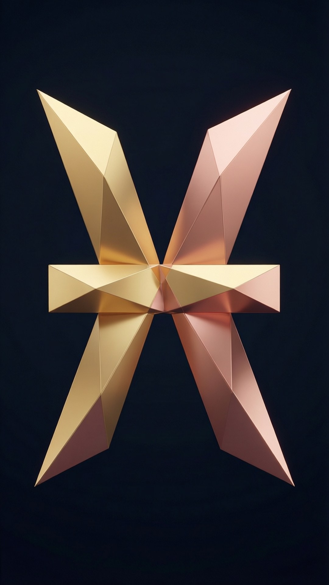 geometric gold pisces, gold, rose gold, Full HD Phone Wallpaper