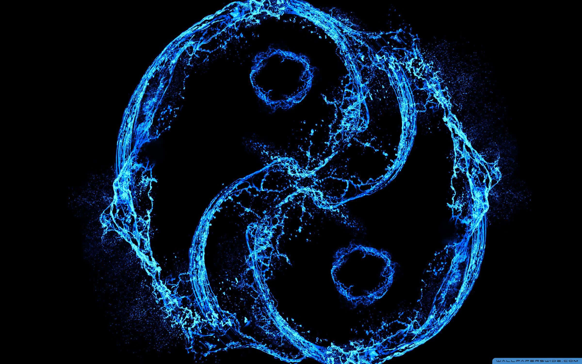 Pisces, glowing blue yin yang symbol, dynamic water splashes, Full HD Desktop Wallpaper
