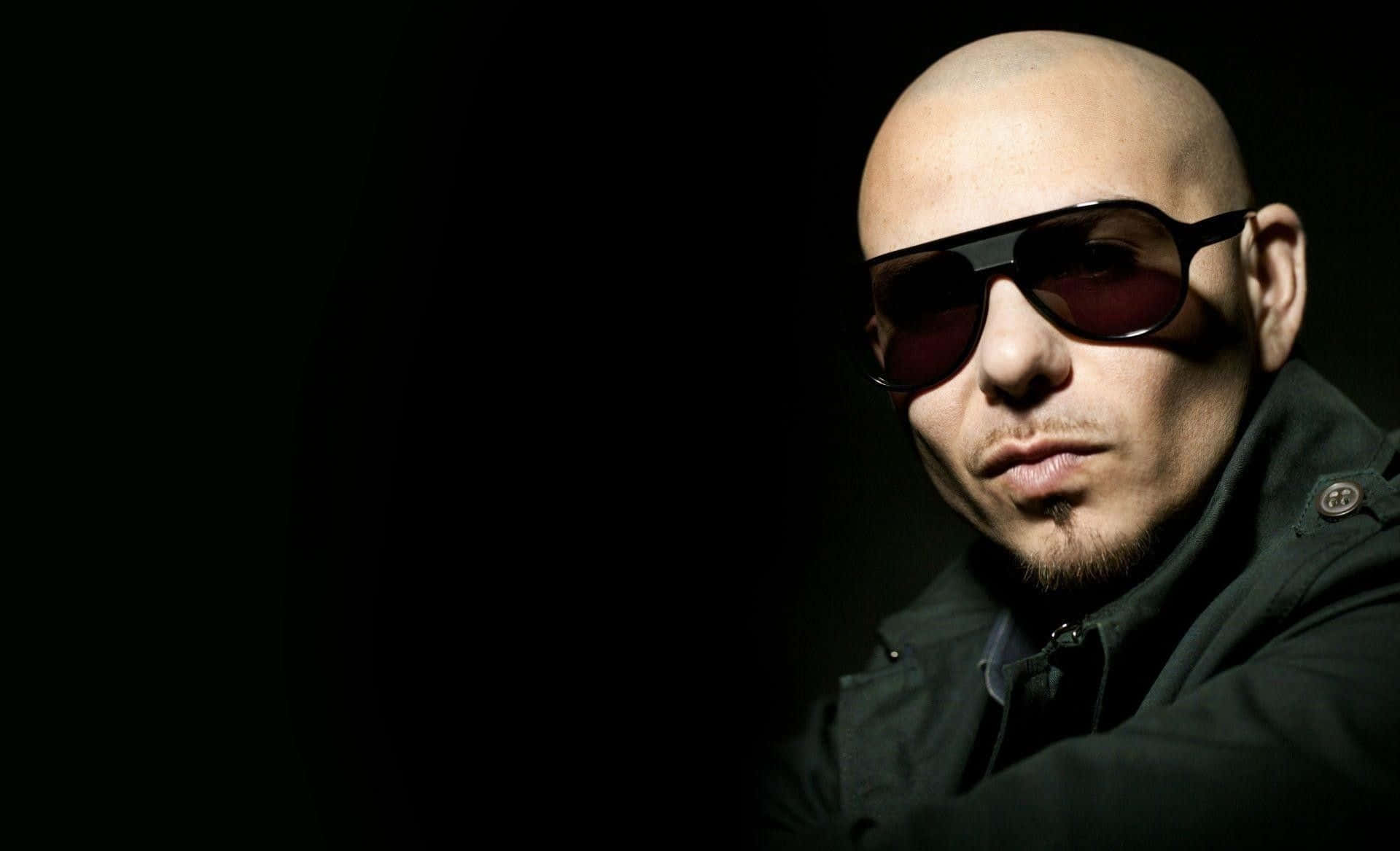 Pitbull, bald man, sunglasses, Full HD Desktop Wallpaper