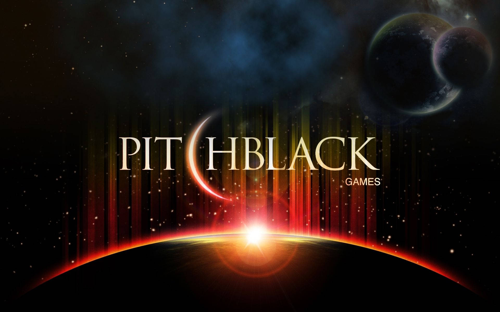 Pitch Black, cosmic sunrise, glowing red rays, Full HD Desktop Wallpaper