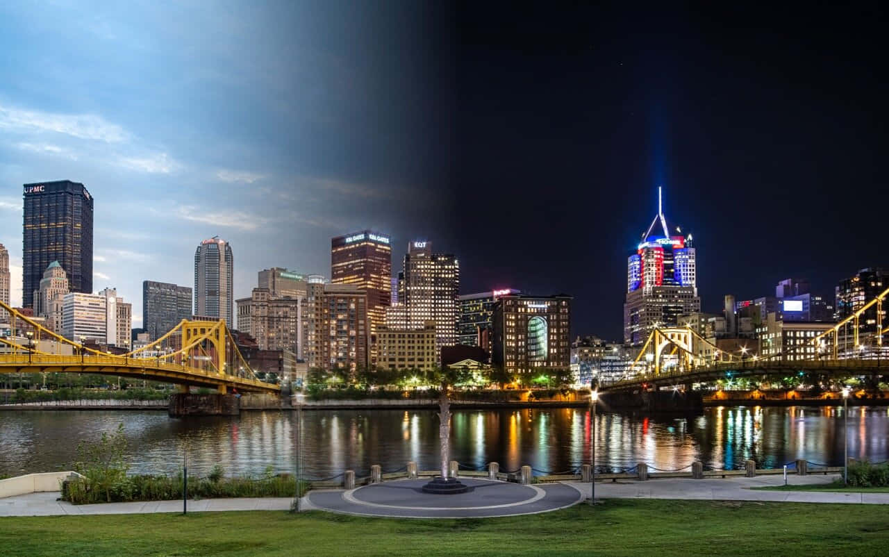 Pittsburgh Skyline, twilight, river, HD Desktop Wallpaper