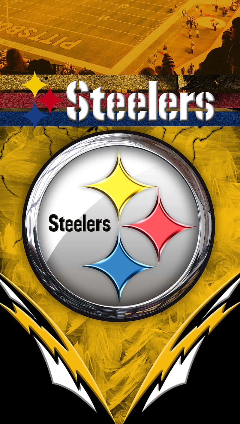 Pittsburgh Steelers Logo, stadium field, yellow, HD Phone Wallpaper
