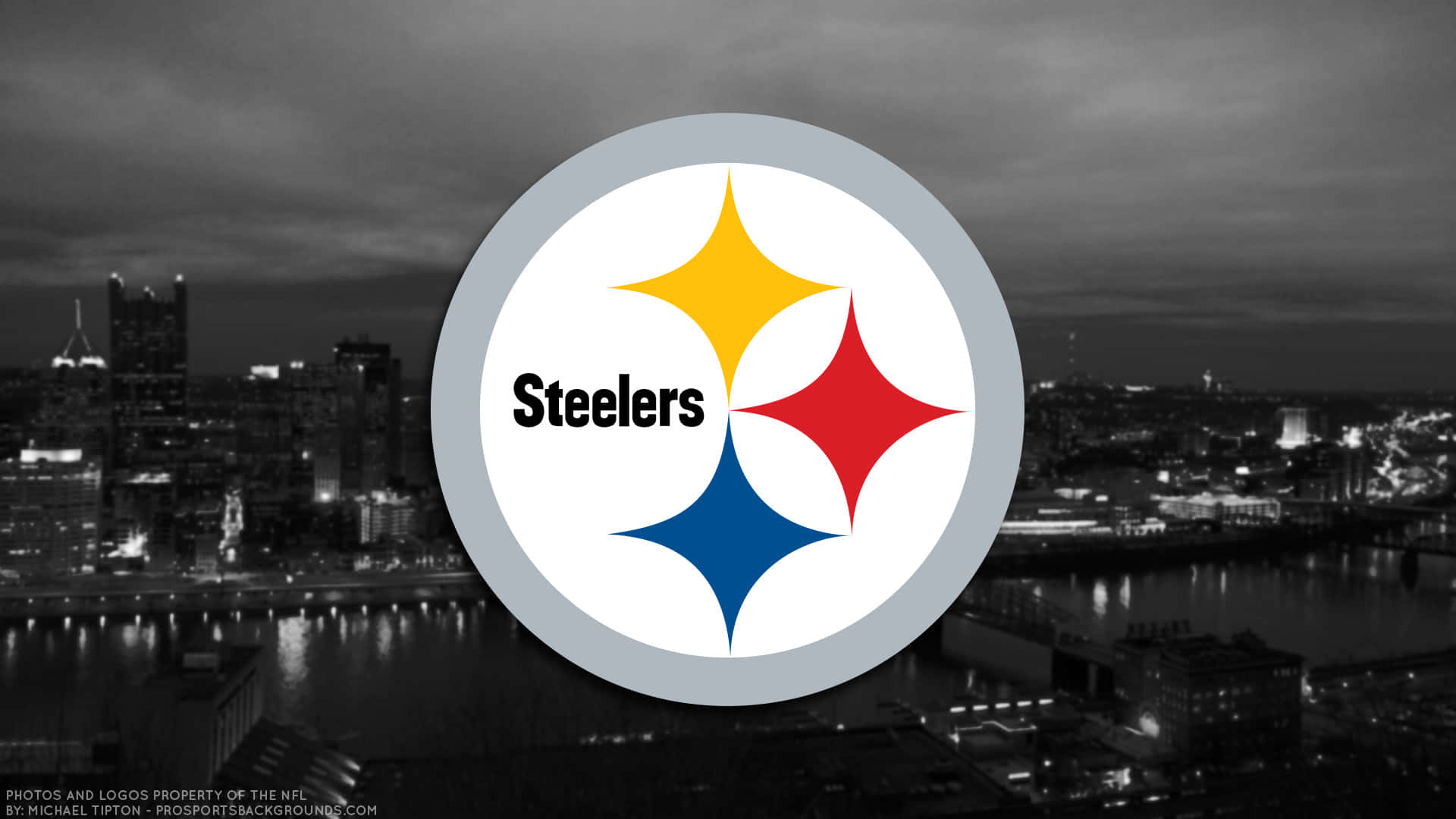 Pittsburgh Steelers Logo, Pittsburgh, black and white cityscape, Full HD Desktop Wallpaper
