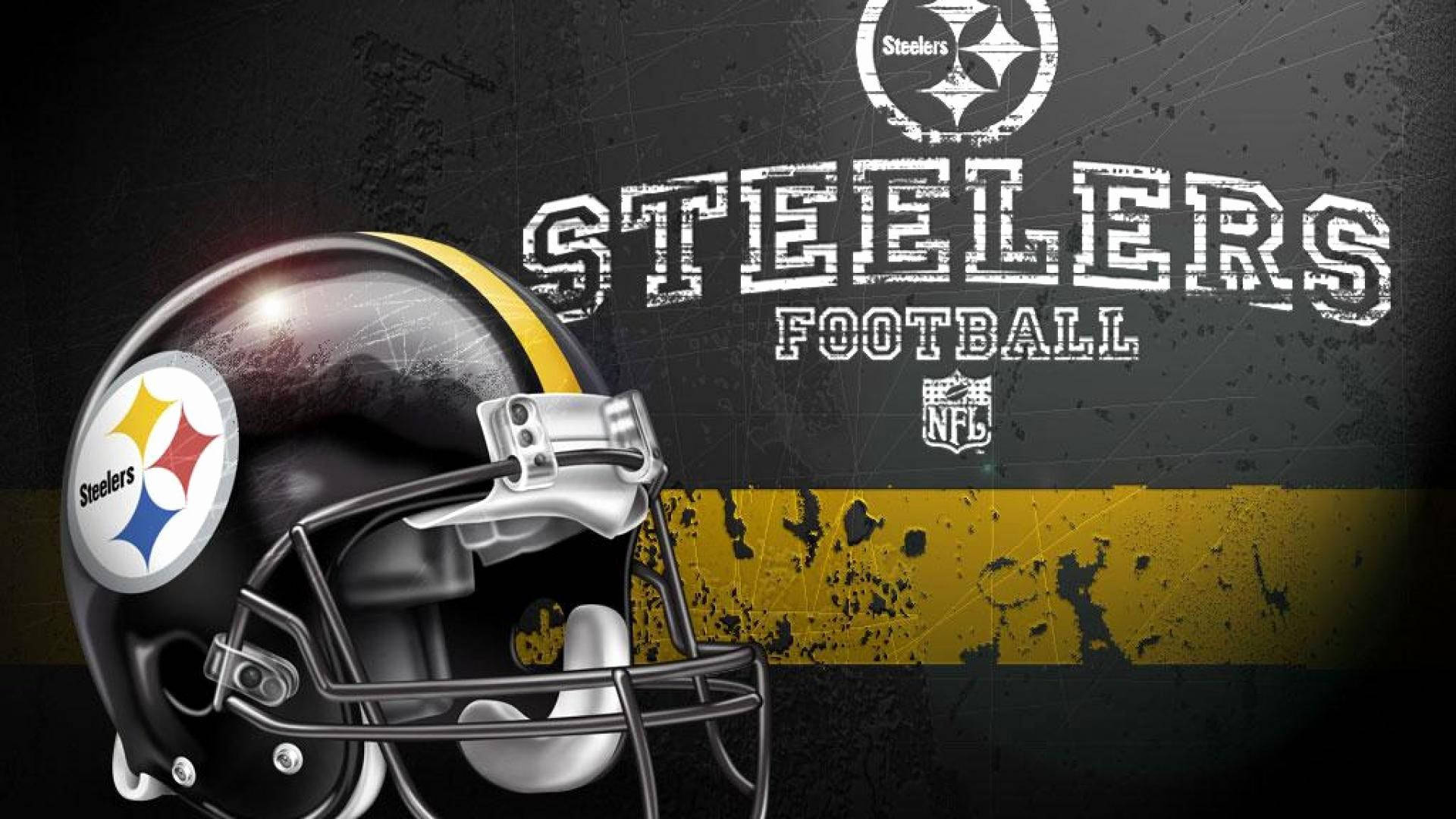 Pittsburgh Steelers, glossy black football helmet, yellow stripe, Full HD Desktop Wallpaper