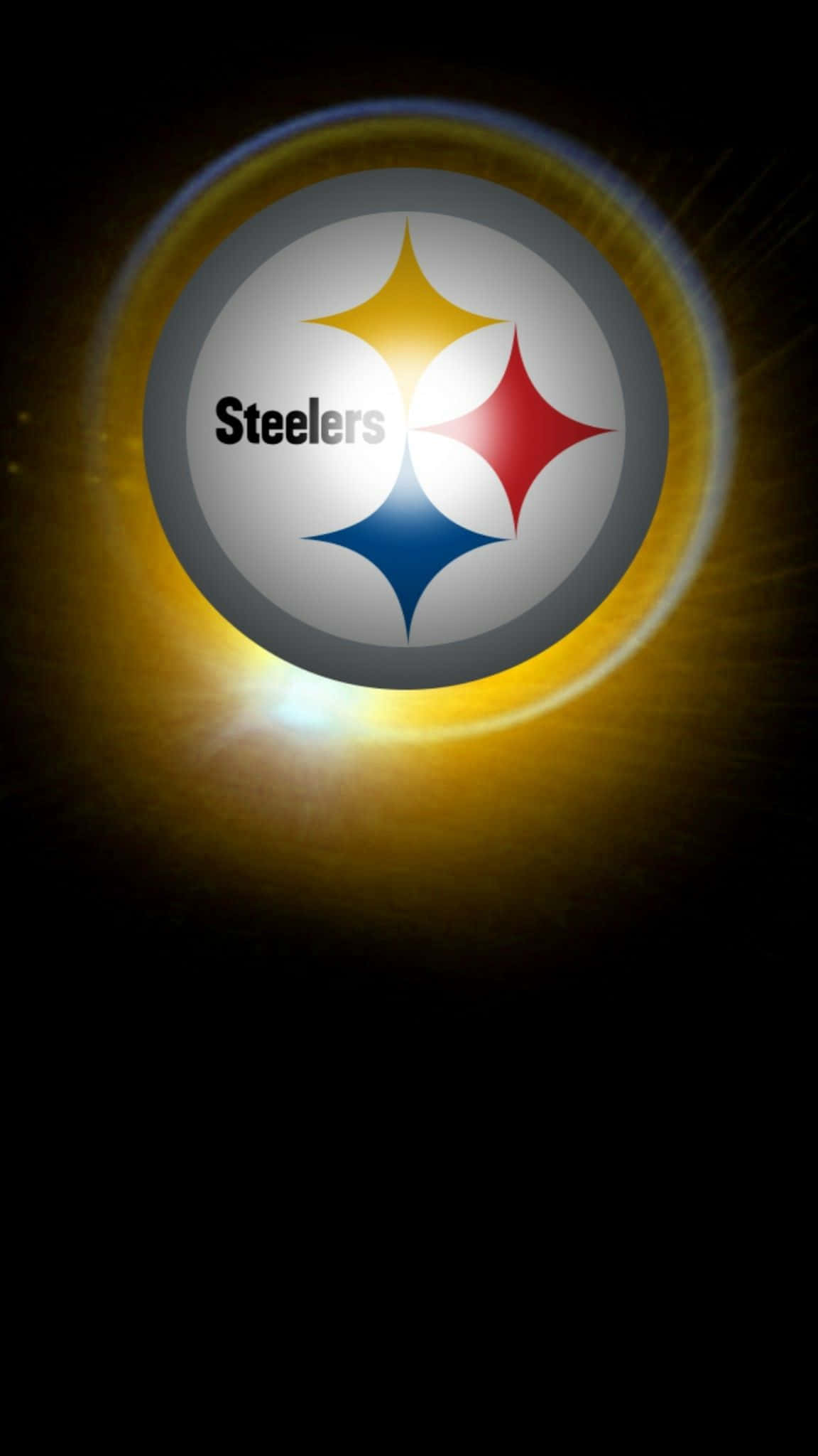 Pittsburgh Steelers Logo, golden light, dark background, Full HD Phone Wallpaper