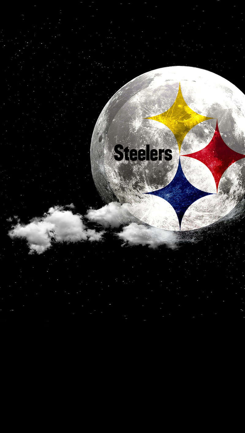 Pittsburgh Steelers, logo, textured moon, HD Phone Wallpaper