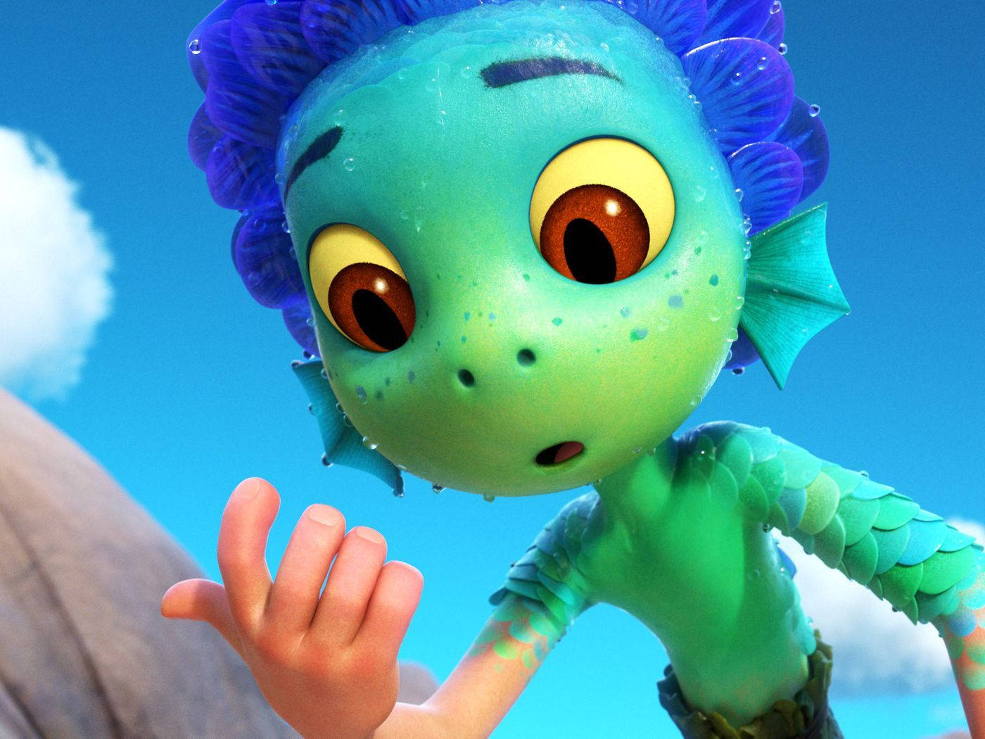 Pixar Luca, Luca, green animated mer-child, HD Desktop Wallpaper