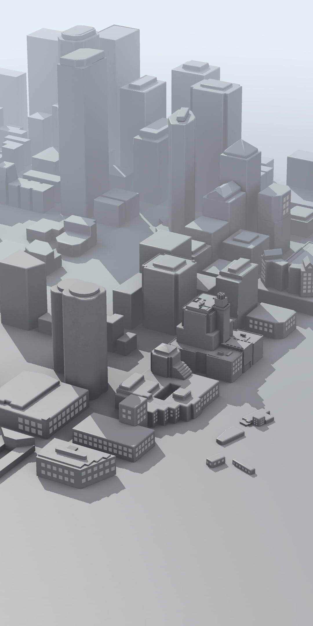 Pixel 3 XL, 3D, gray buildings, Full HD Phone Wallpaper