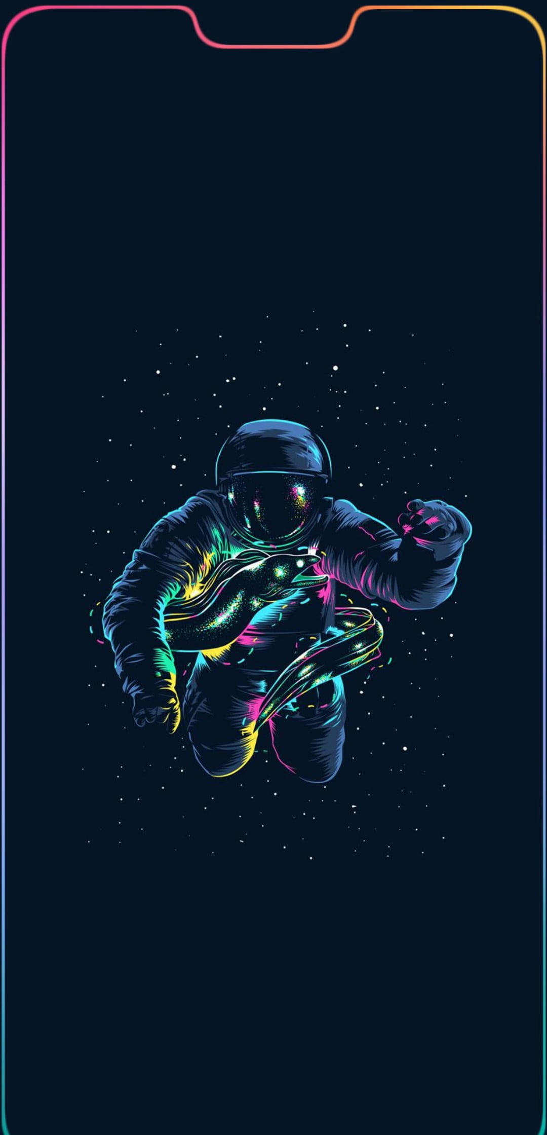 Pixel 3 XL, astronaut, neon-lit, Full HD Phone Wallpaper