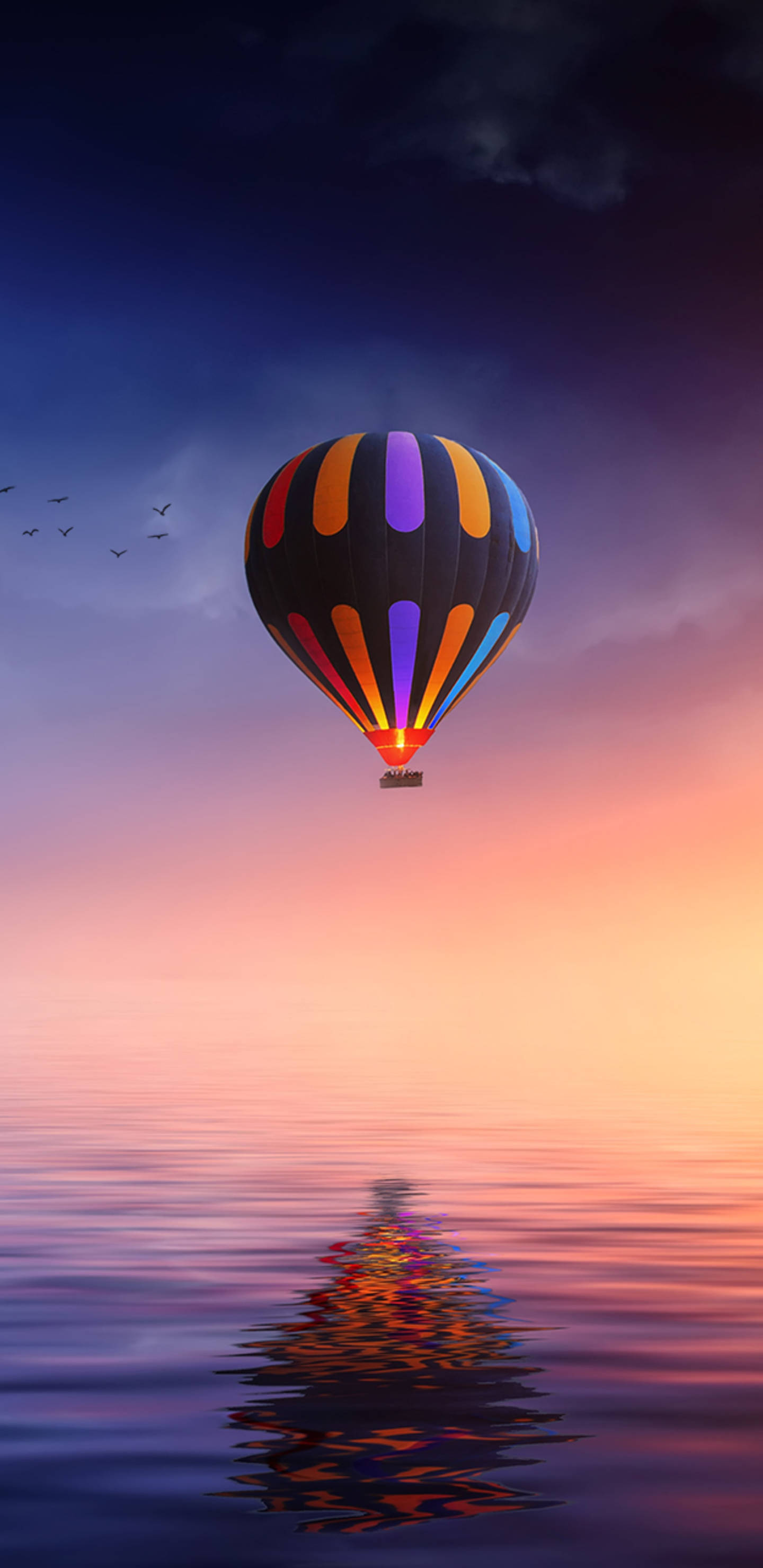 Pixel 3 XL, hot air balloon, sunset, 2K Phone Wallpaper