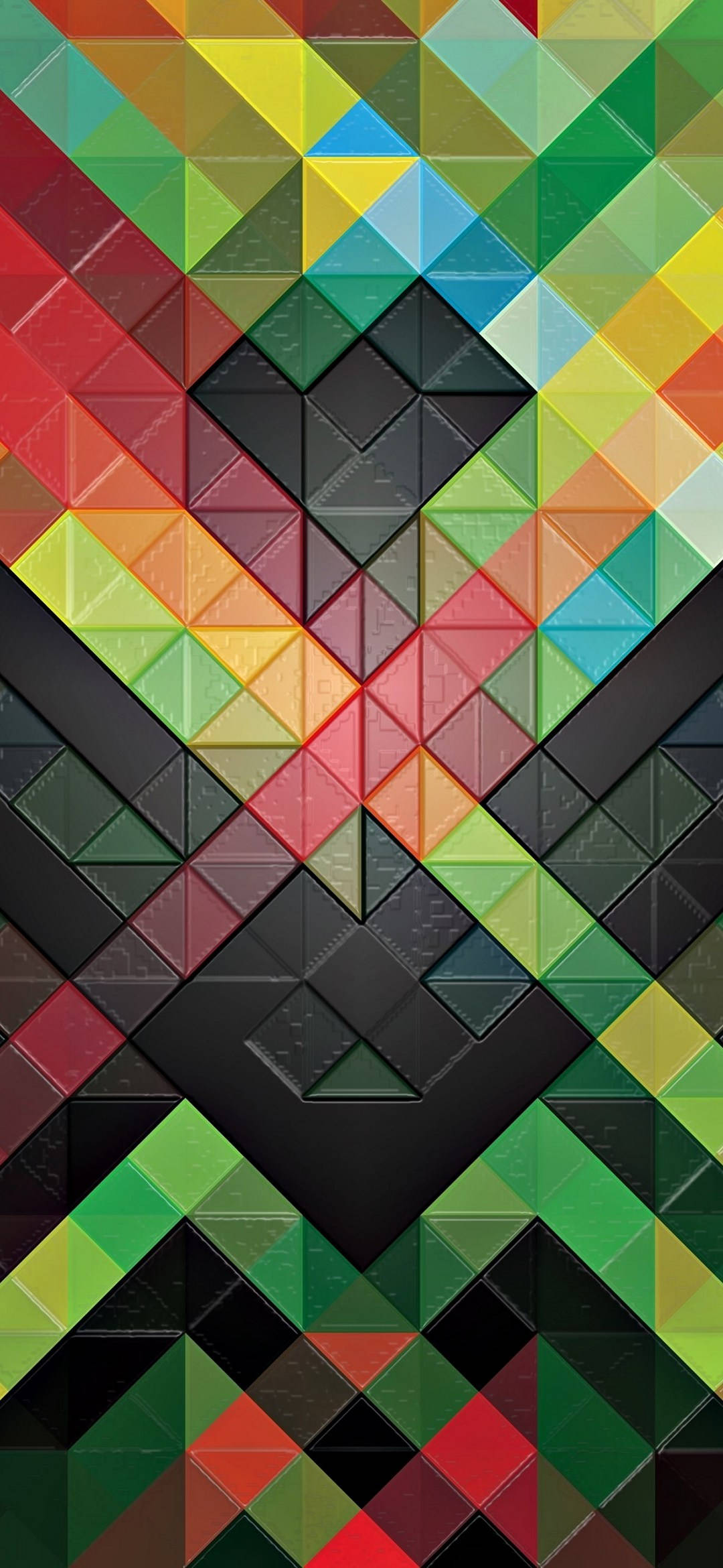 Pixel 5, abstract 3D triangle shapes, vibrant geometric pattern, Full HD Phone Wallpaper