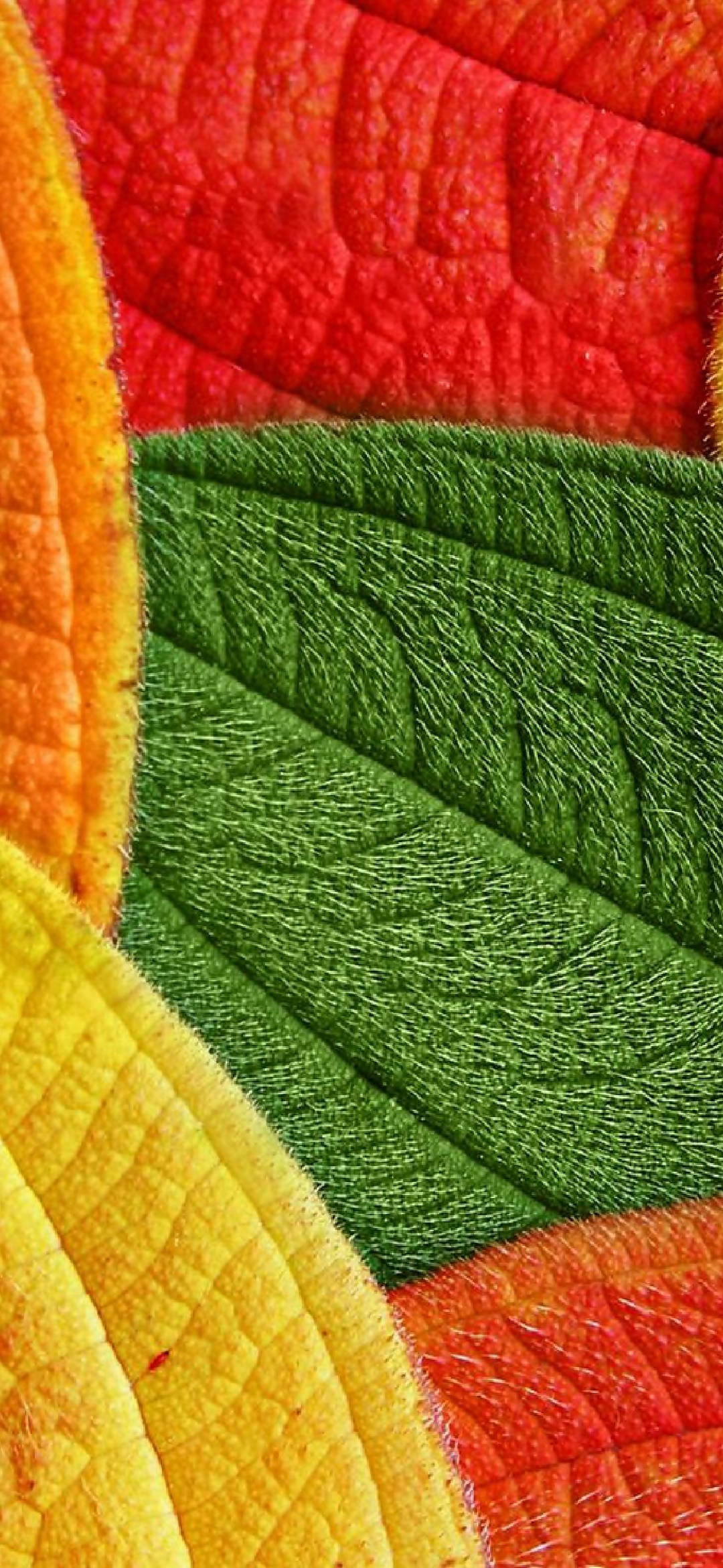 Pixel 5, vibrant leaves pattern, quilted fabric, Full HD Phone Wallpaper