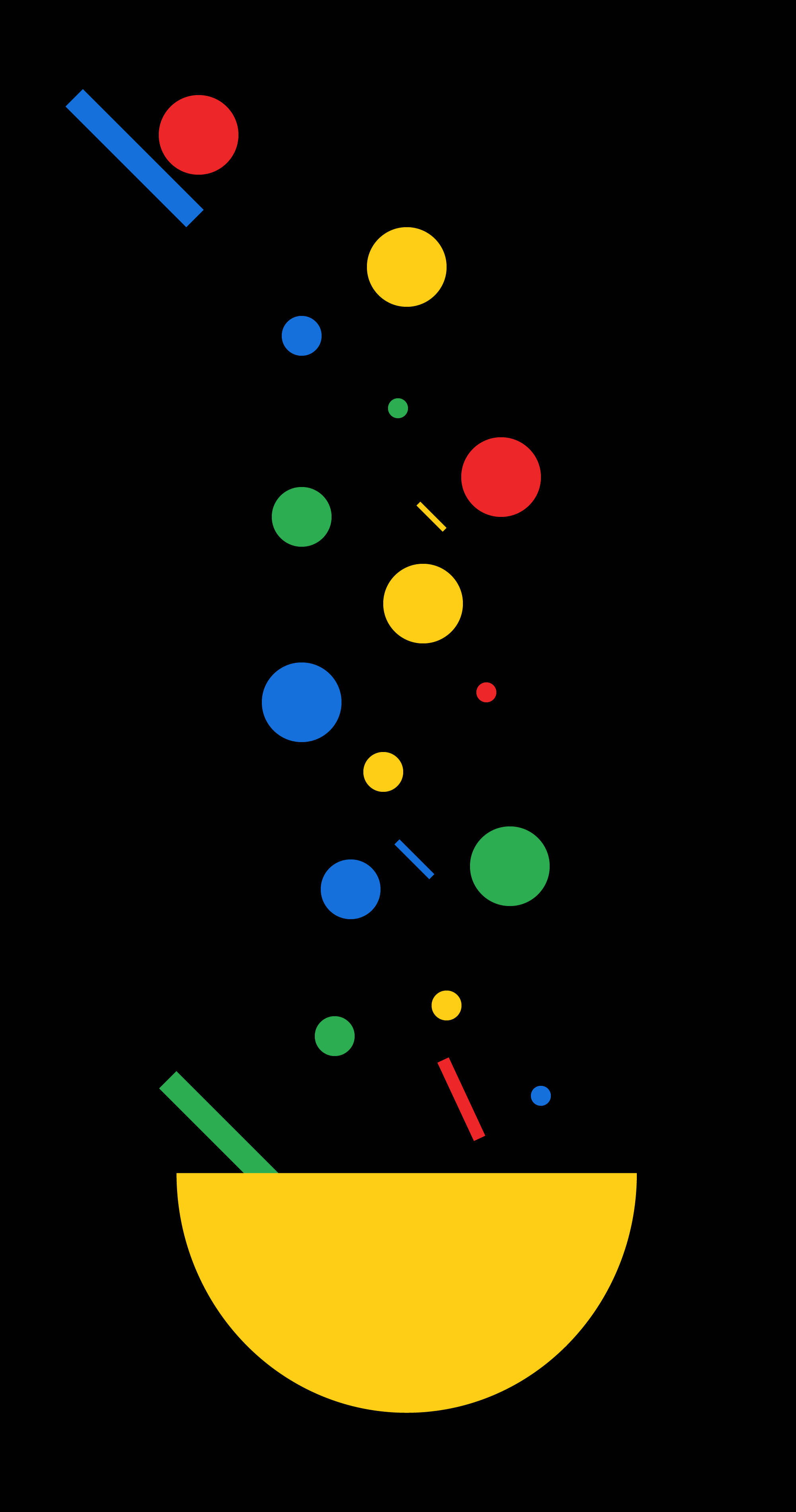 Pixel 5, abstract bowl art, primary colors, 2K Phone Wallpaper