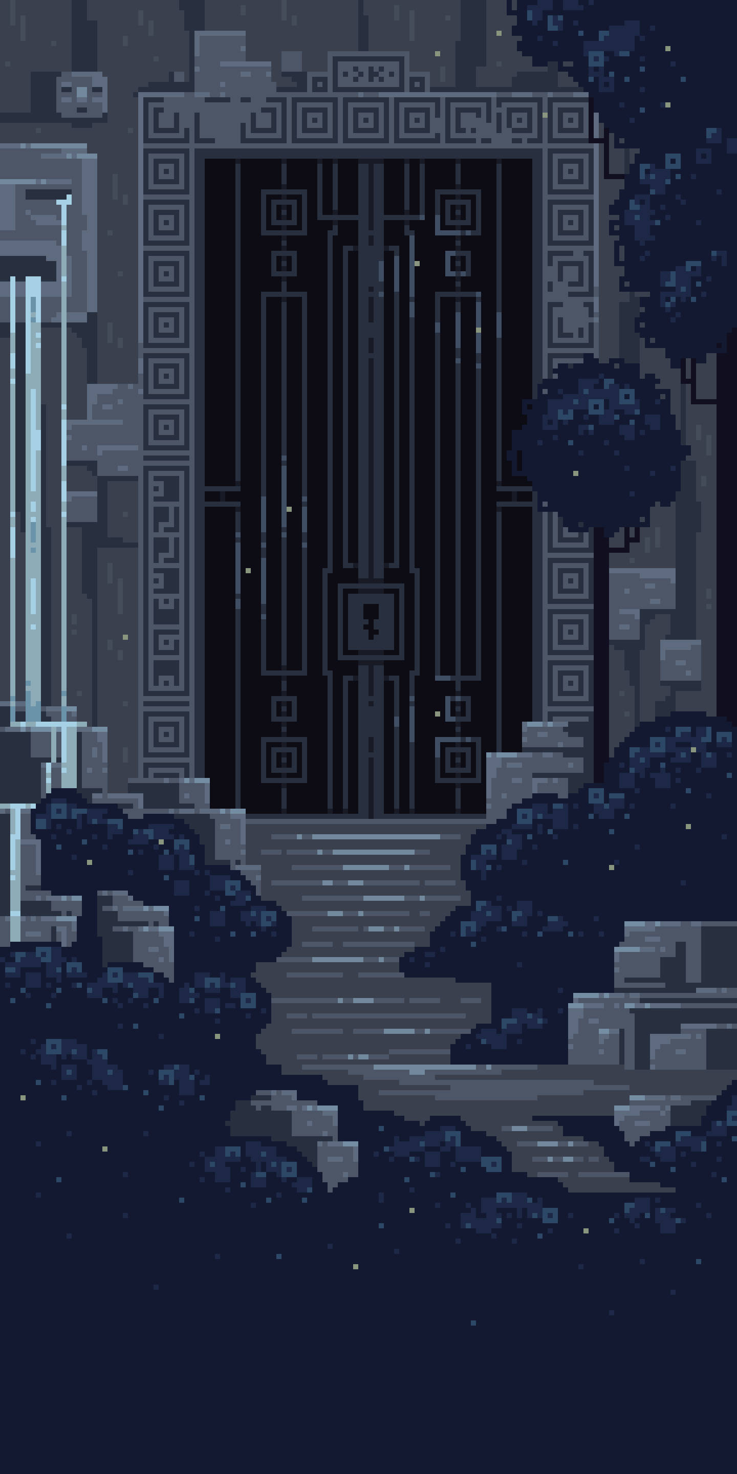 Pixel 5, temple door, geometric patterns, 2K Phone Wallpaper