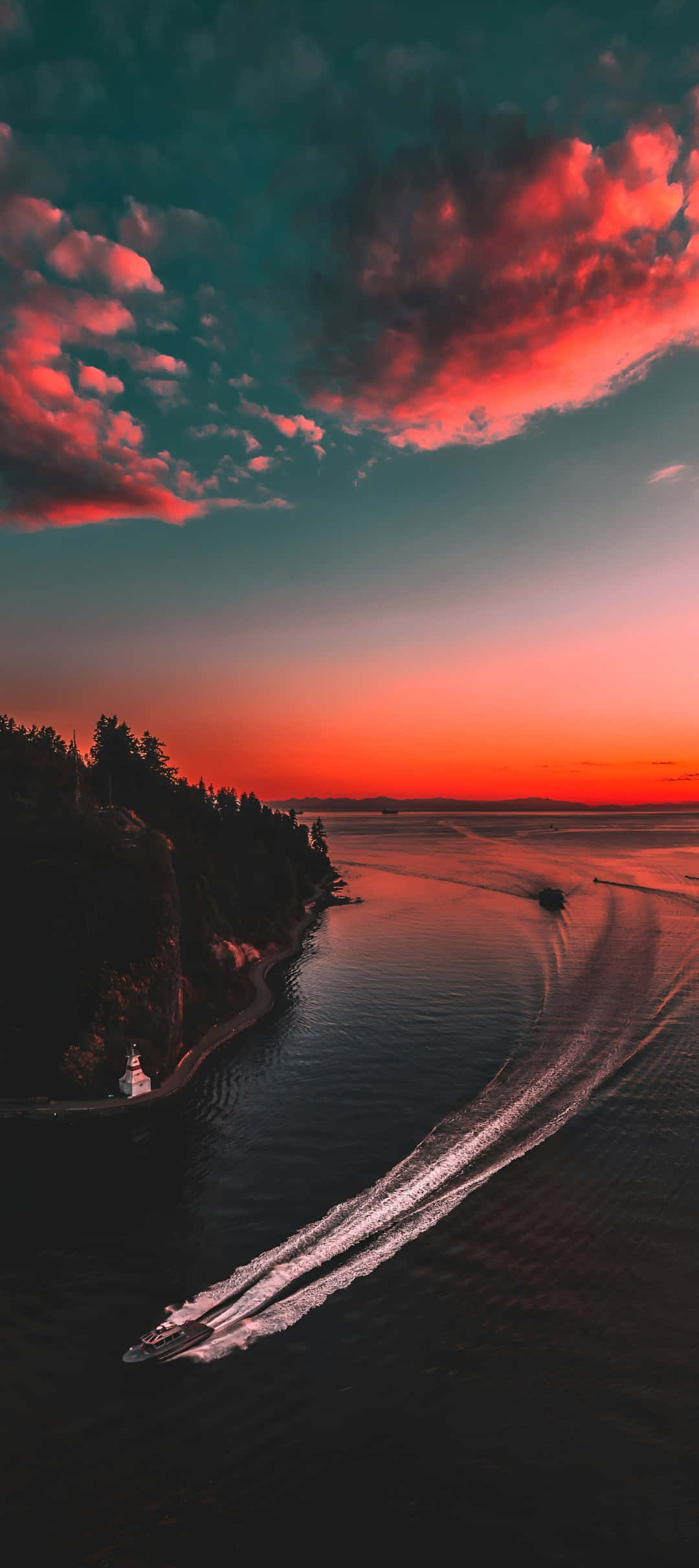 Pixel 9, sunset, fiery red clouds, Full HD Phone Wallpaper