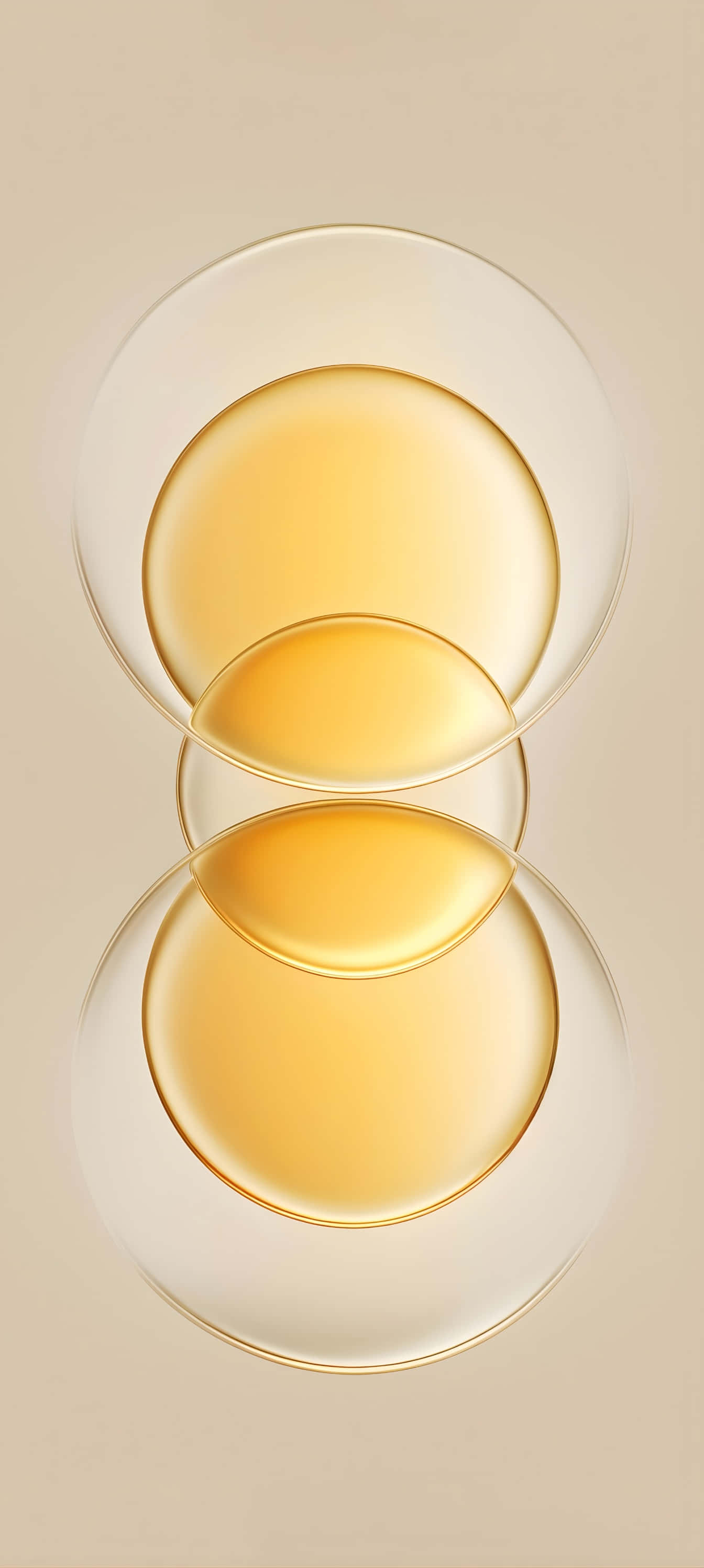 Pixel 9a, translucent amber spheres, vertical cascade, 2K Phone Wallpaper
