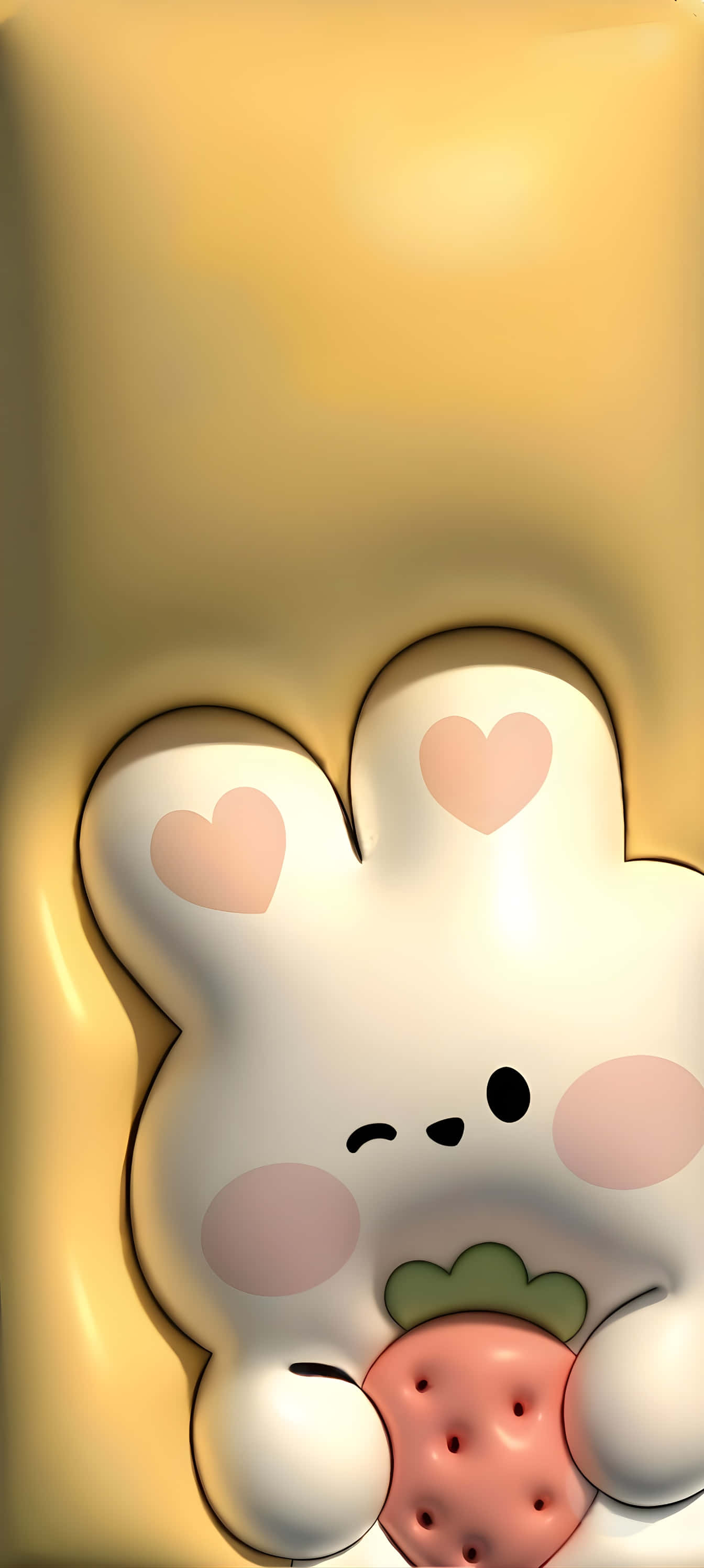 Pixel 9a, white bunny, pink heart ears, 2K Phone Wallpaper