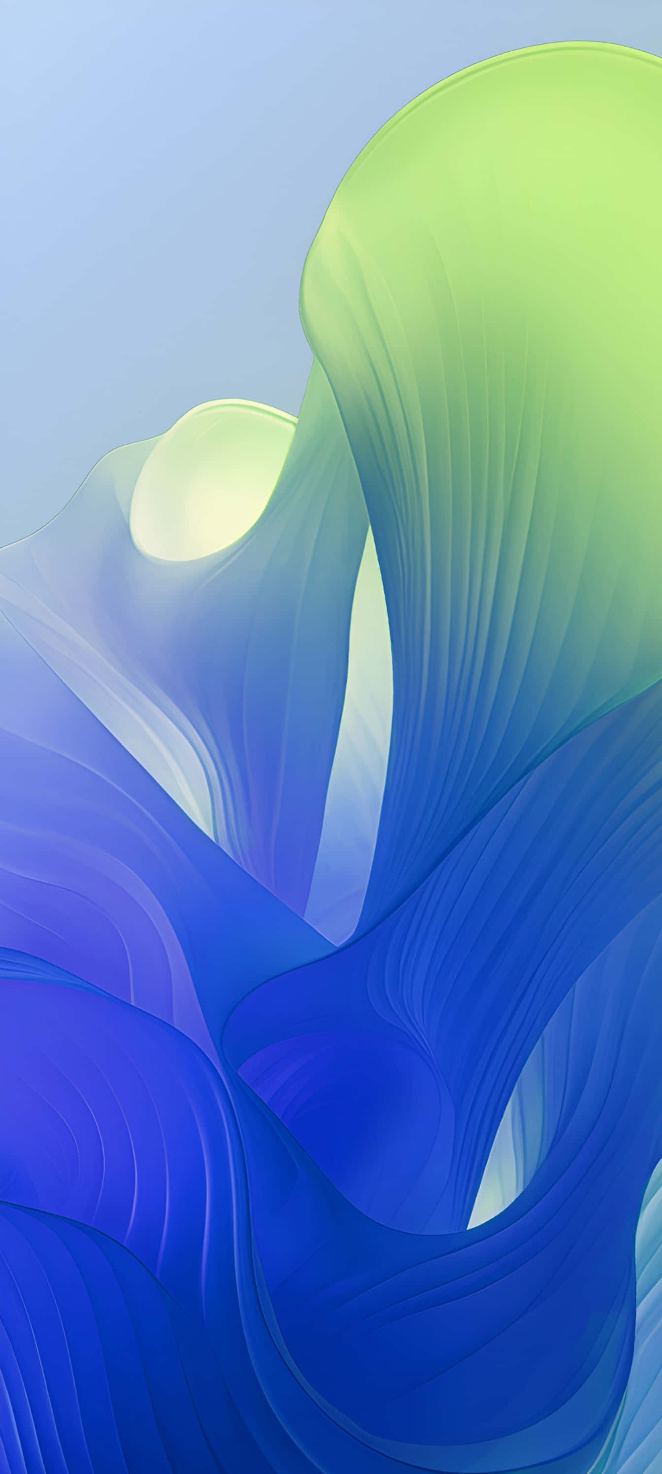 Pixel 9a, blue and green gradient, fluid abstract waves, 2K Phone Wallpaper