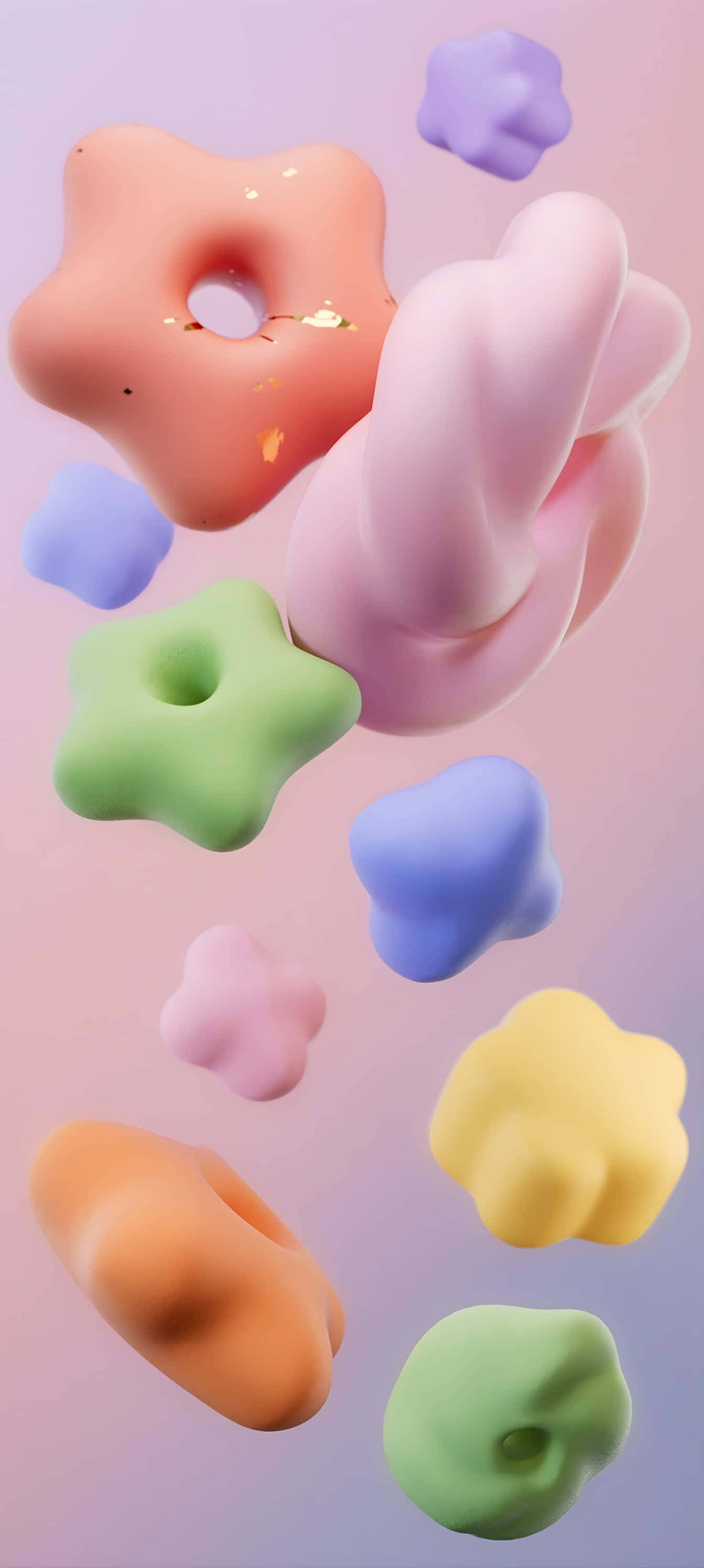 Pixel 9a, pastel colored, star shaped objects, 2K Phone Wallpaper