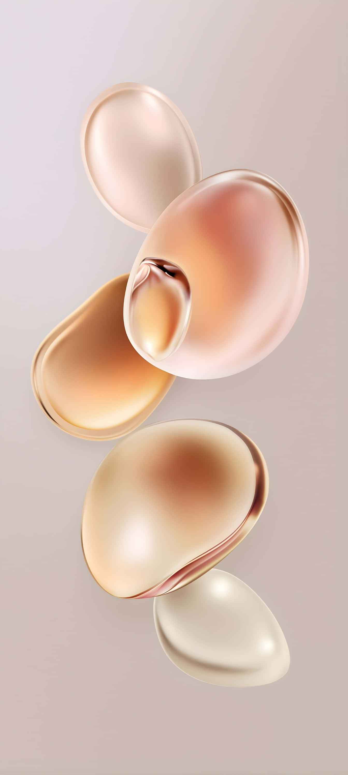 Pixel 9a, translucent amber glass orbs, cream glass orbs, 2K Phone Wallpaper