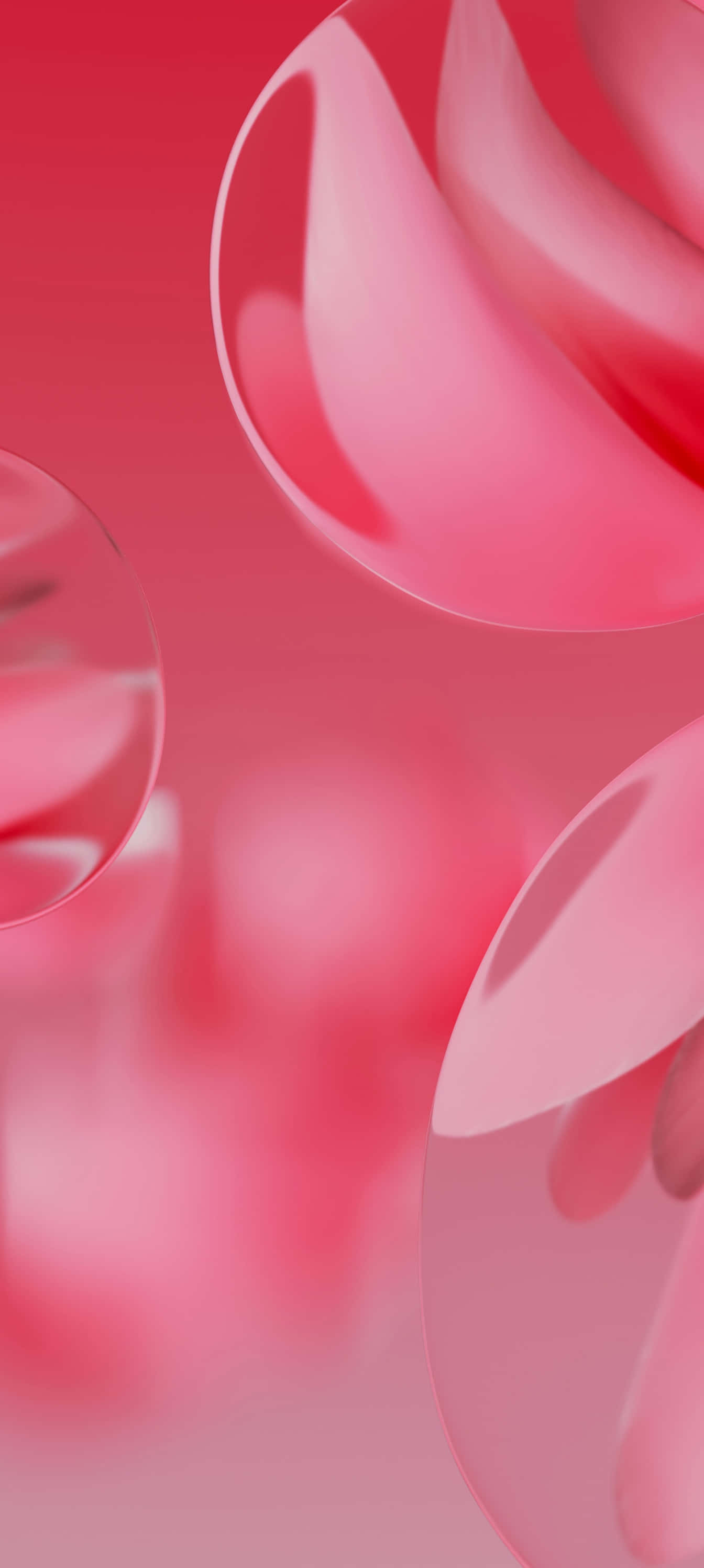 Pixel 9a, glossy pink spheres, gradient pink background, 2K Phone Wallpaper